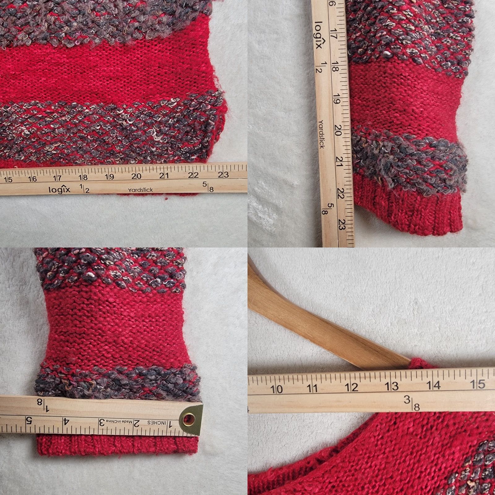 Free People VINTAGE Free People Women Pullover Sweater Red Marled Stripe Long Sleeve Large Knit Boat Neck Casual Womens Pullover 90s Event Size L / US 10 / IT 46 - 8 Thumbnail