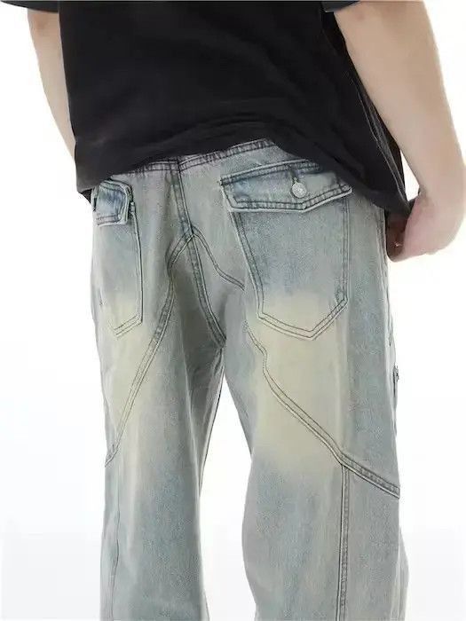 Japanese Brand Topstitched Seam Baggy Jeans Men Size US 31 - 5 Thumbnail