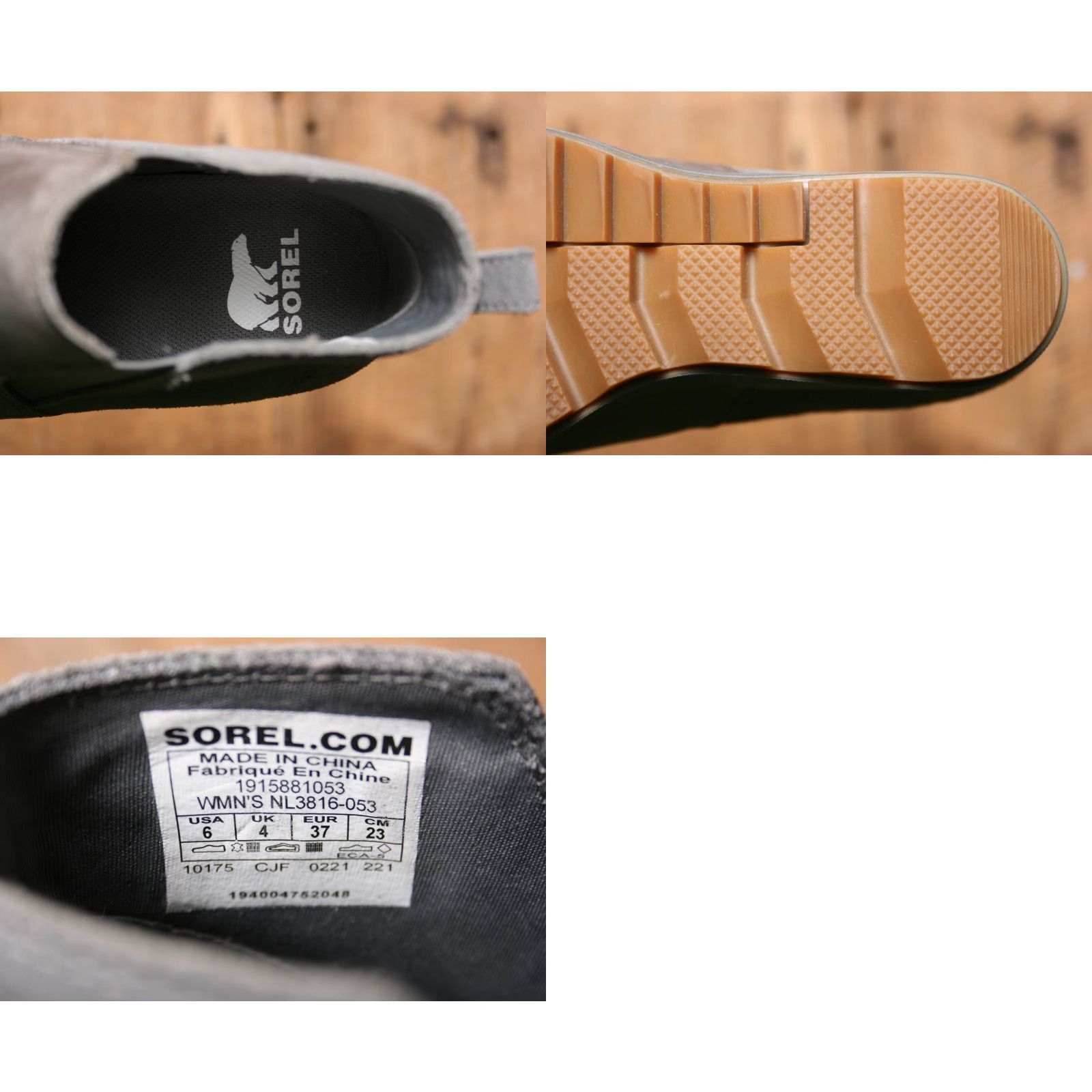 SOREL SOREL Evie Gray Leather & Suede Pull-On Wedge Heel Ankle Booties Women's Sz. 6 Bootie Shoes Size US 4 / IT 34 - 8 Thumbnail