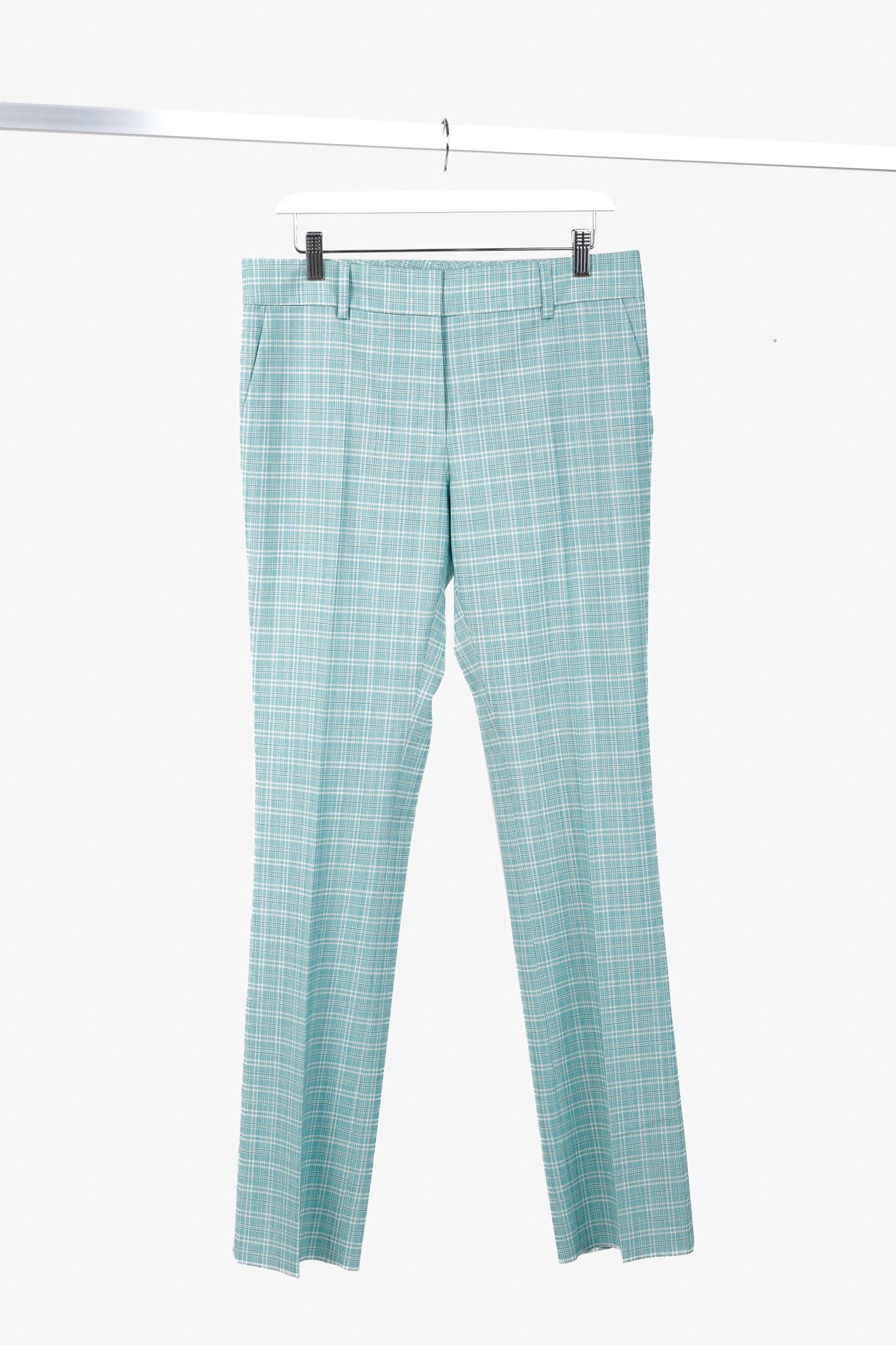 Etro Etro Teal Plaid Wool Straight-Leg Trousers Size 33" - 1 Thumbnail