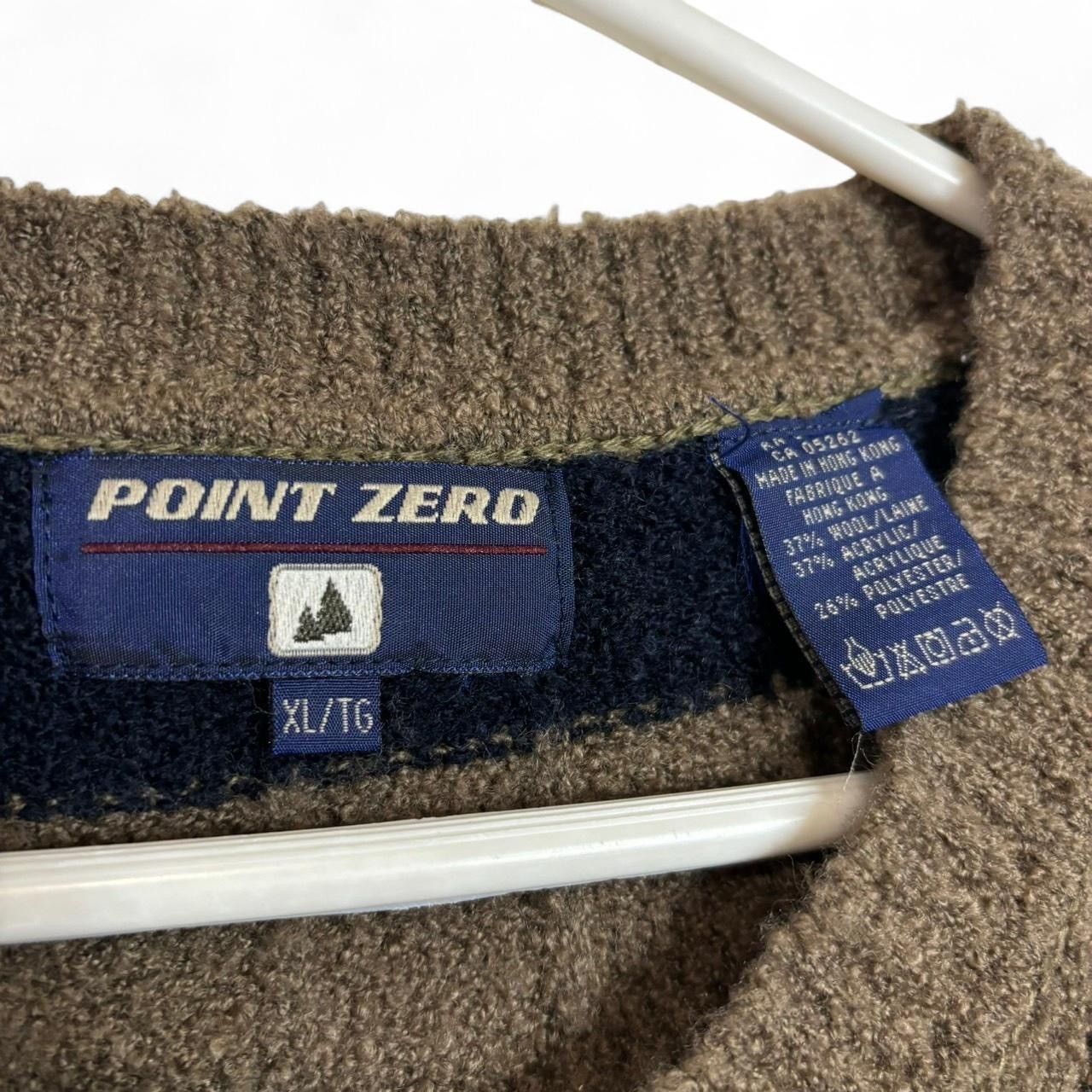 Point Zero × Vintage Vintage 90s Point Zero Brown And Navy Wool Blend Sweater Size US XL / EU 56 / 4 - 3 Thumbnail