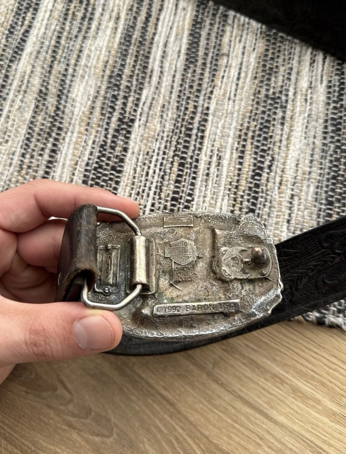 Harley Davidson Vintage Harley Davidson 1992 USA Biker Logo Belt Size 32 - 6 Thumbnail