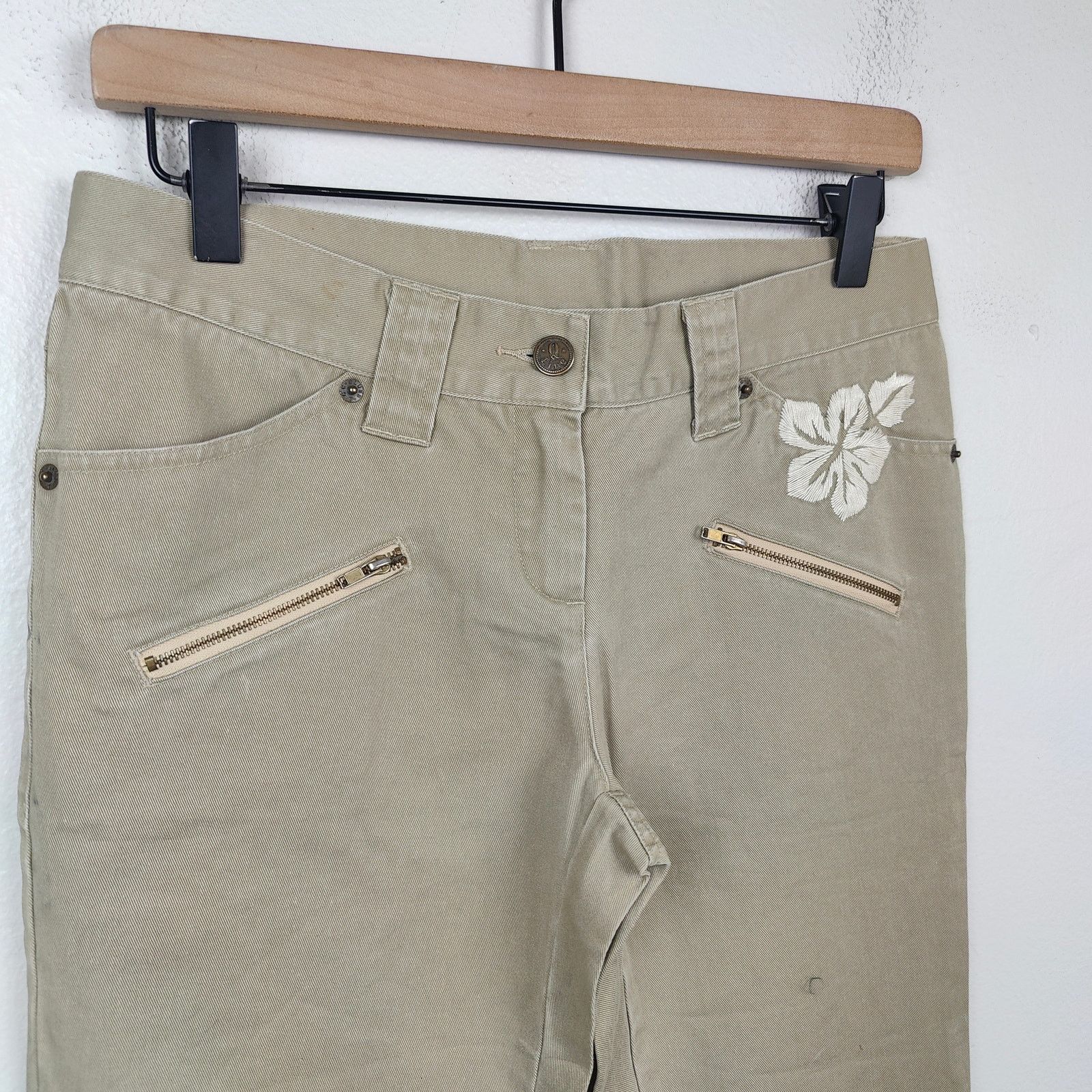 Other Vintage Y2K Aldo Gianne Embroidered Pants Womens Medium Tan Size 29" - 2 Thumbnail