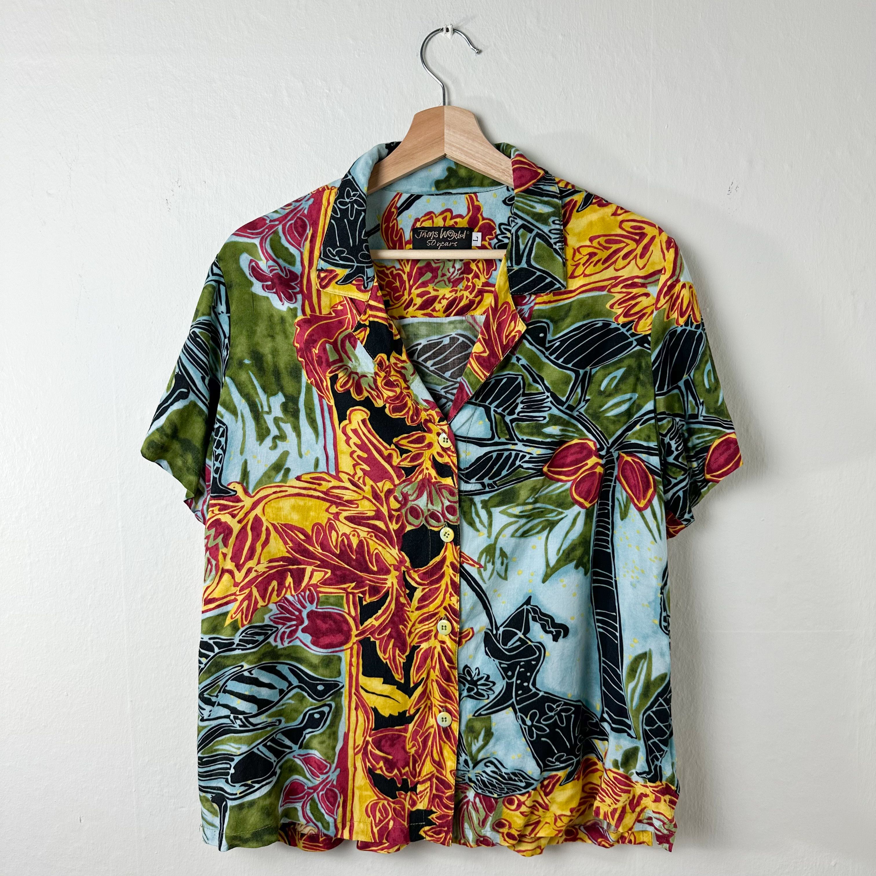 image of Jams World 50Th Anniversary Hawaiian Shirt in Blue, Men's (Size Medium)