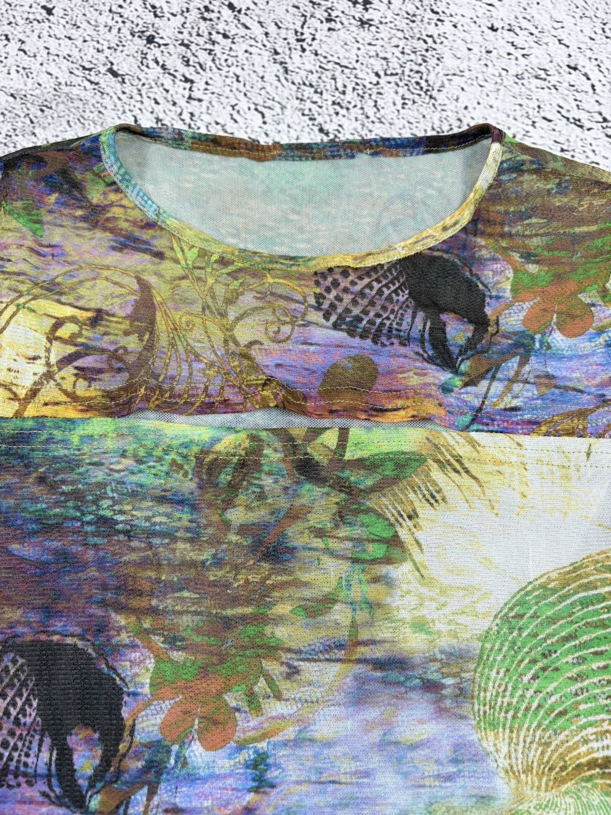 Japanese Brand Y2K Mesh Cutout Top Abstract Cyber Baby Tee S Size S / US 4 / IT 40 - 4 Thumbnail