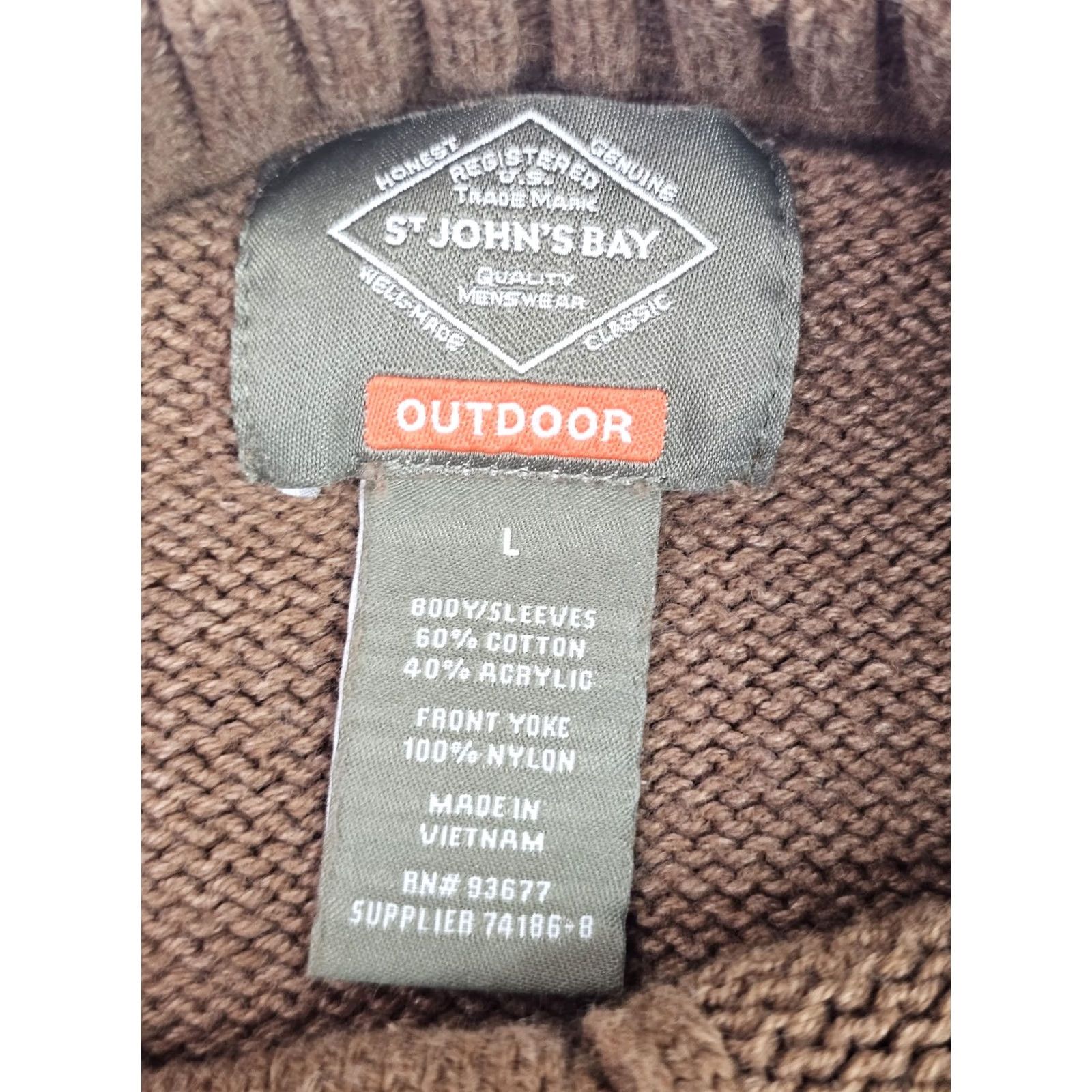 Vintage St John's Bay Outdoor Knit Pullover Henley Men L Brown Nylon Yoke Knit Sweater Vintage No Size US L / EU 52-54 / 3 - 3 Thumbnail