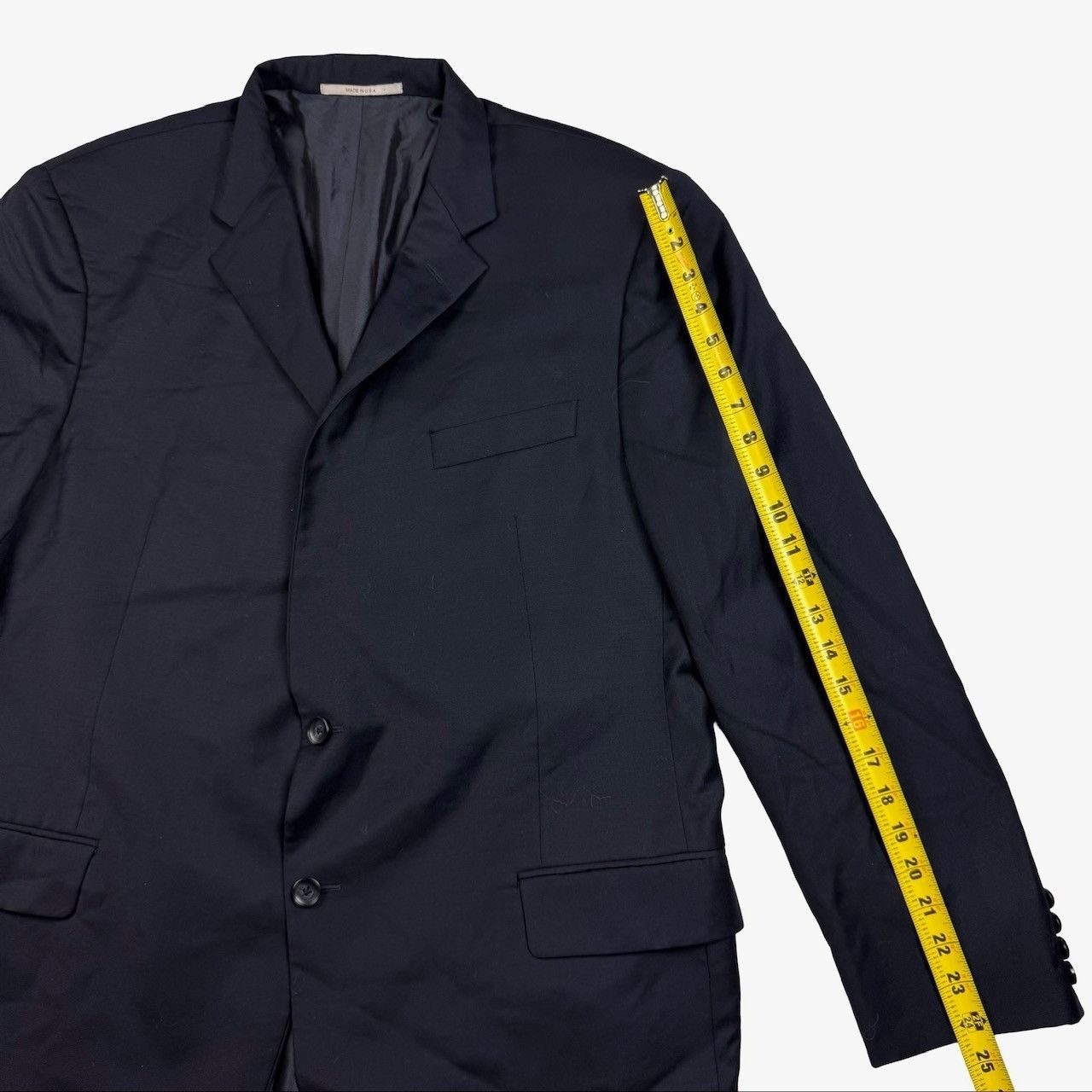 Hickey Freeman Hickey Freeman Wilburn Men’s Wool 2-Button Blazer Navy Blue Size 48L - 9 Thumbnail