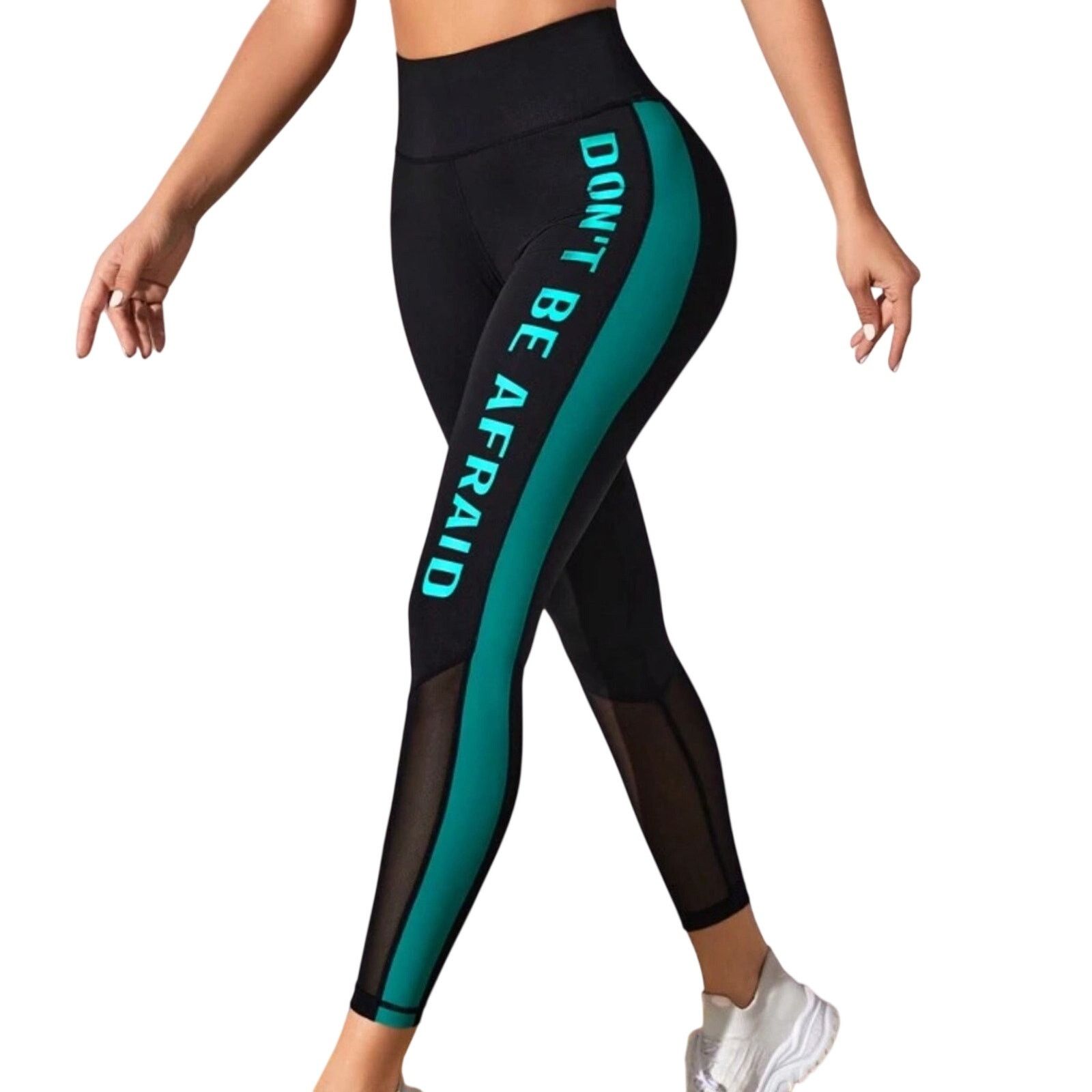 Shein Don't Be Afraid Contrast Mesh Leggings in Black/Blue, Size L Size 32" / US 10 / IT 46 - 1 Thumbnail