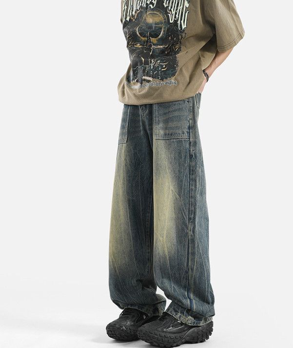 Vintage Men's High-Street Loose Lightning Straight Jeans Size US 32 / EU 48 - 3 Thumbnail