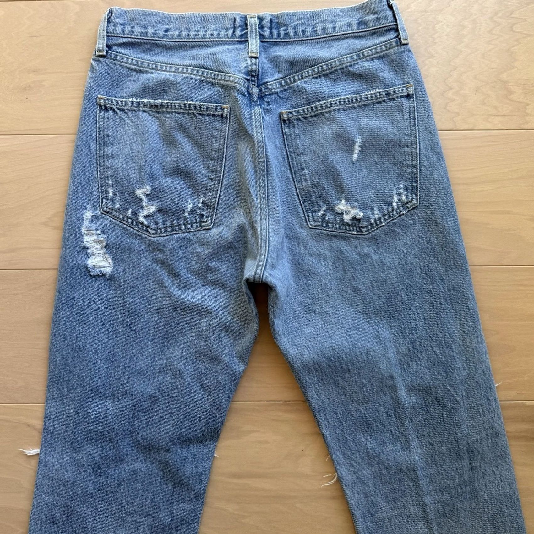 Agolde Agolde 90s Pinch Waist Jeans 30 Blue Medium Wash High Rise Straight Distressed Women Jeans Regular 30 in Inseam 28 in Size 30" / US 8 / IT 44 - 7 Thumbnail