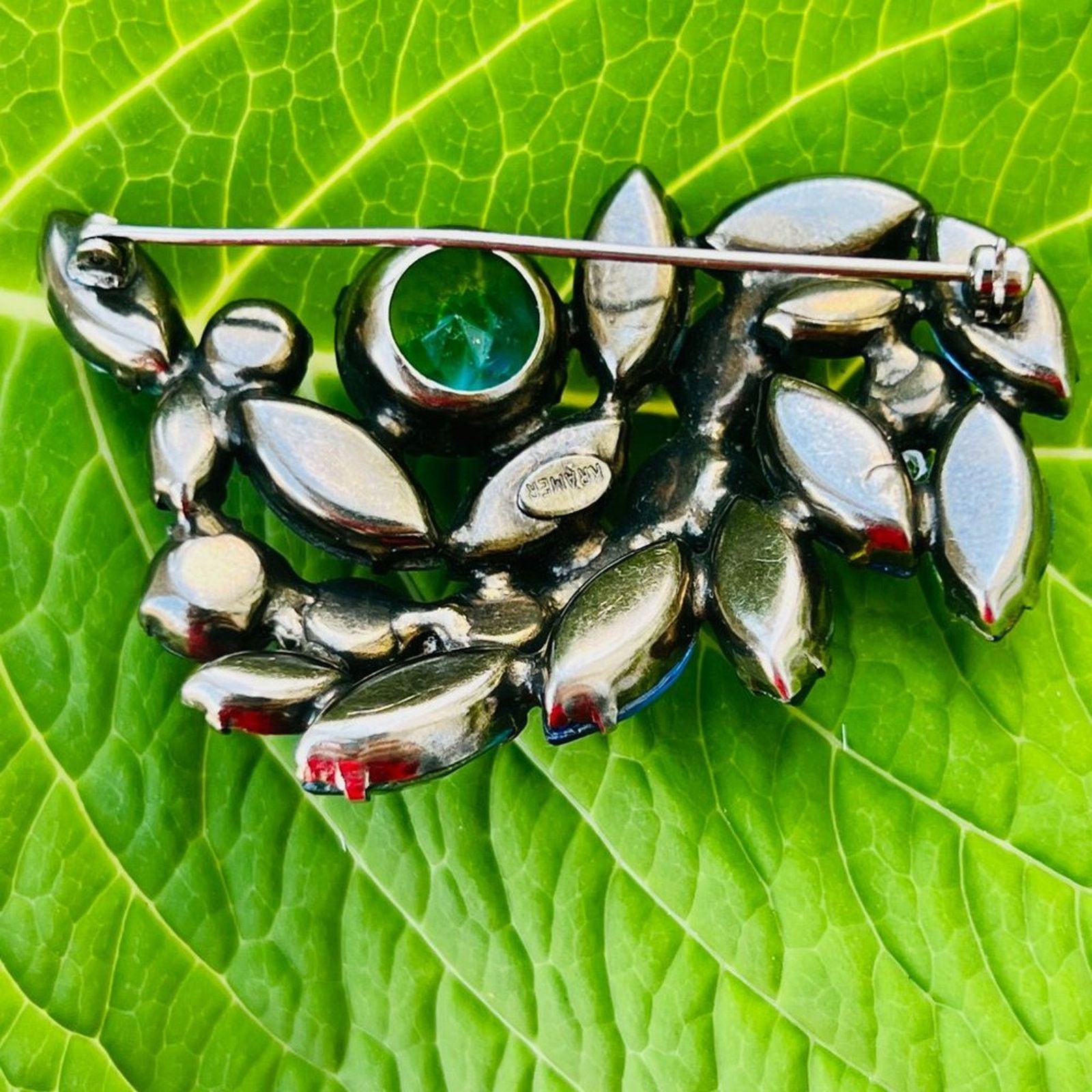& Other Stories Vintage - Signed - Kramer Blue Green Rhinestone Brooch Pin Size ONE SIZE - 3 Thumbnail