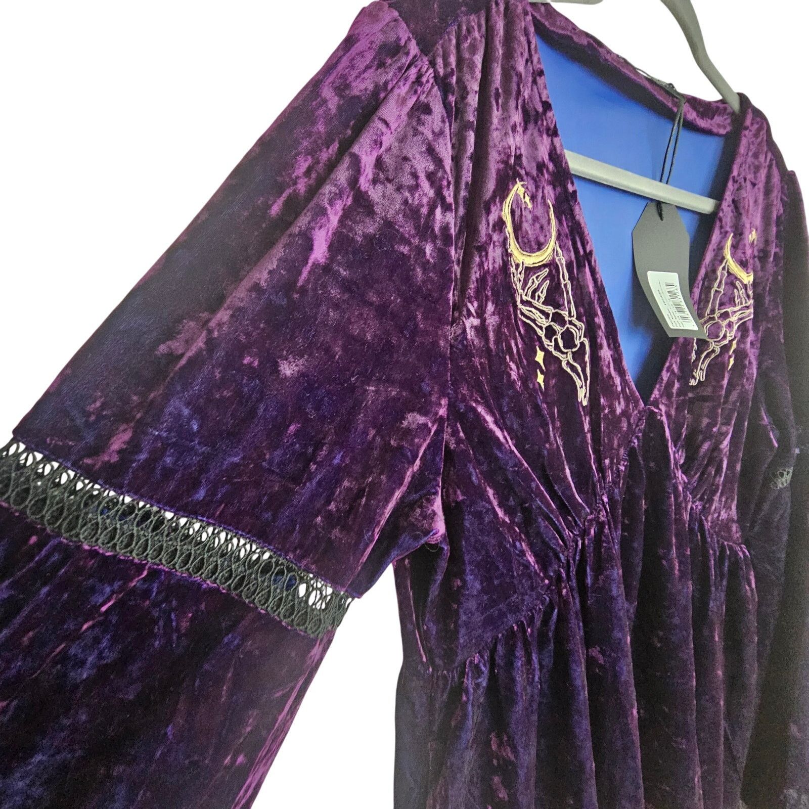 Disturbia NEW Disturbia Goth Dress 12 Heartache Crushed Velour Lace Size XL / US 12-14 / IT 48-50 - 6 Thumbnail
