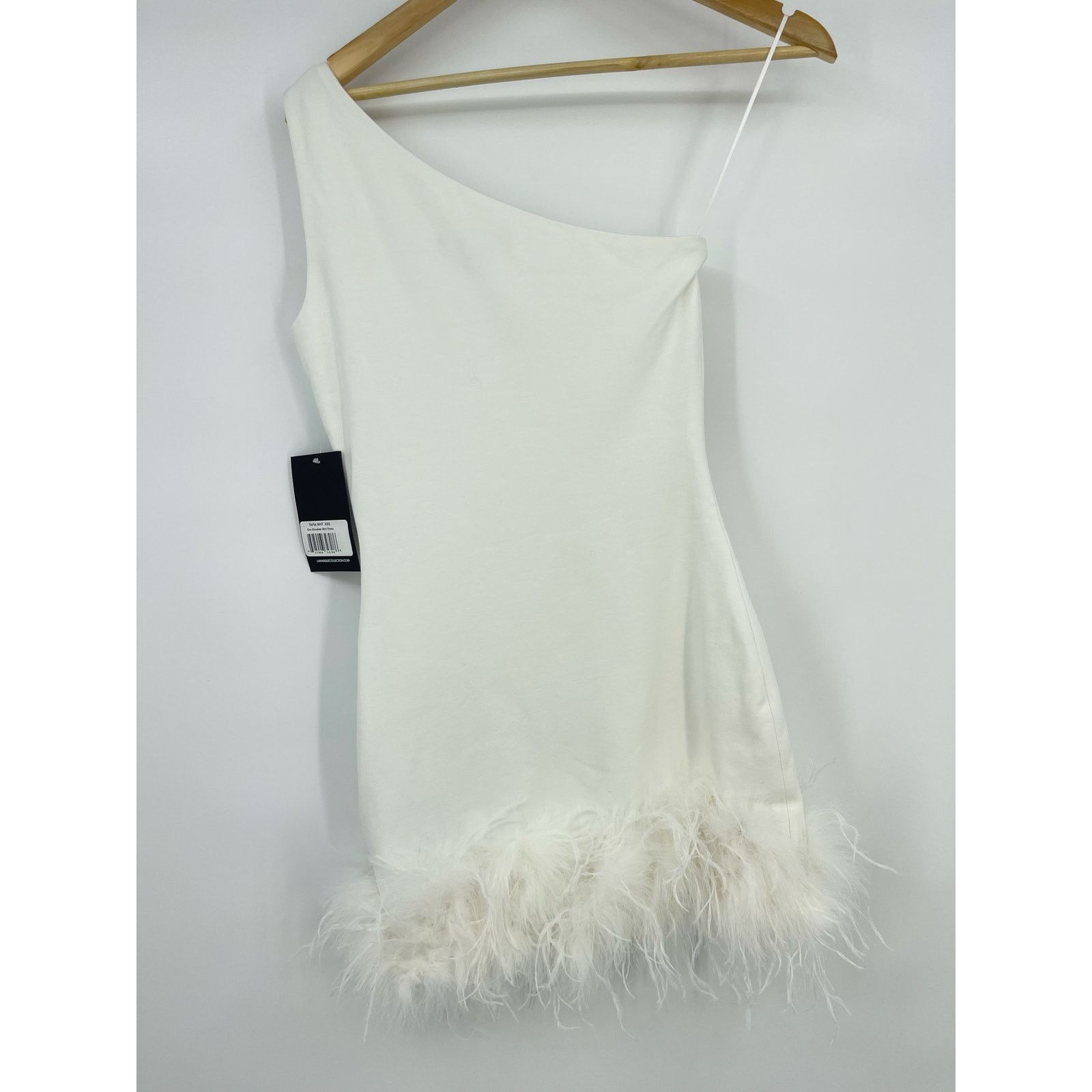 LAMARQUE LAMARQUE | Tafia Feather Trimmed One Shoulder Mini Dress Size XXS / US 00 / IT 34 - 3 Thumbnail