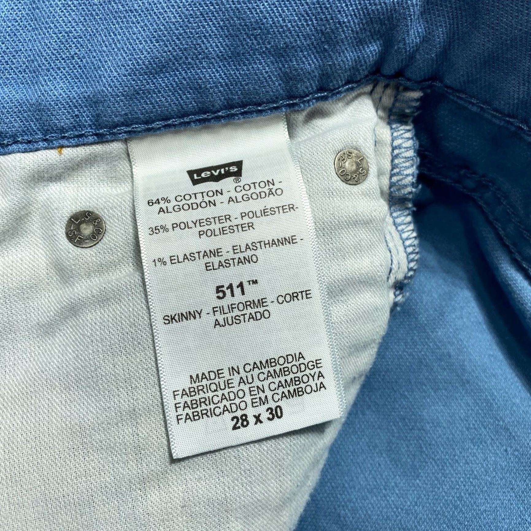 Levi's VINTAGE Levi's Jeans Men 28x29 Blue 511 Slim Fit Skinny Leg Medium Wash Logo 80s 90s Rock USA Western Workwear Mens Size US 28 / EU 44 - 6 Thumbnail