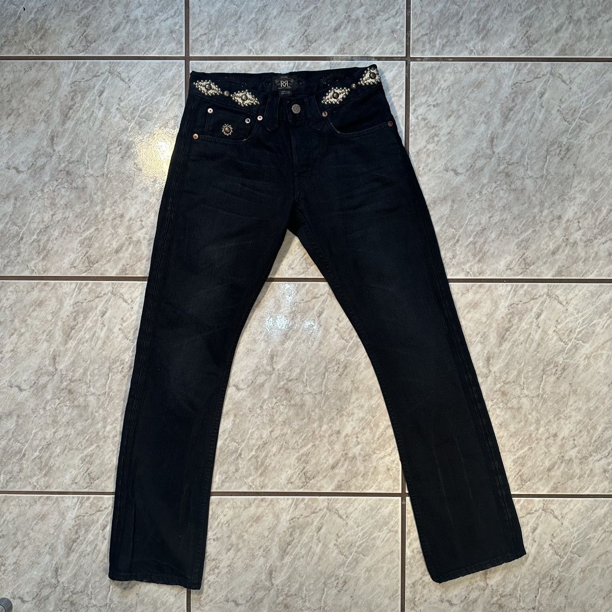 RRL Ralph Lauren Vintage RRL Double RL Studded Denim Jeans Black 28x30 Size US 28 / EU 44 - 3 Thumbnail