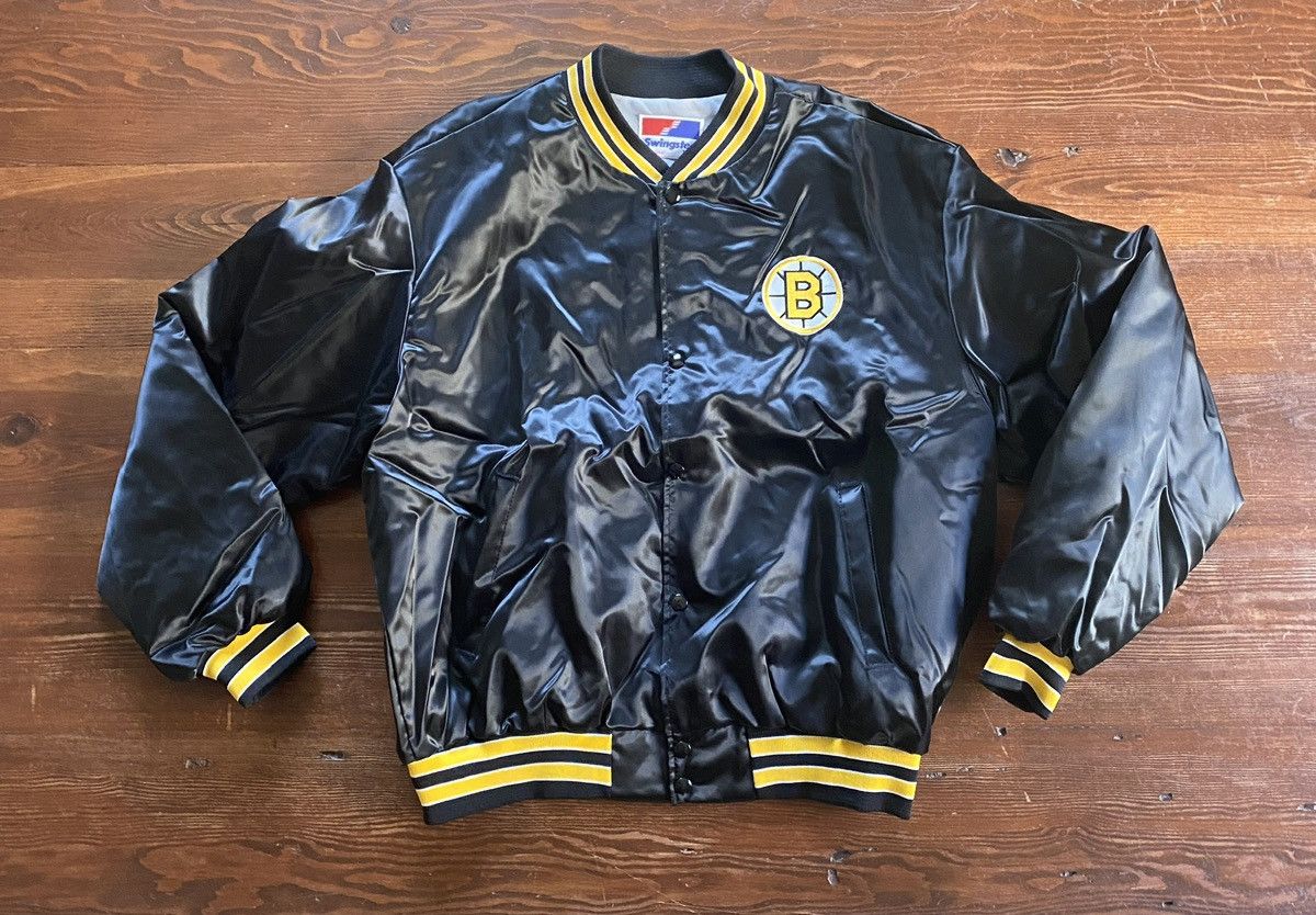 NHL × Swingster × Vintage Vintage 80’s Boston Bruins Satin Swingster Bomber Jacket Size US XL / EU 56 / 4 - 2 Thumbnail