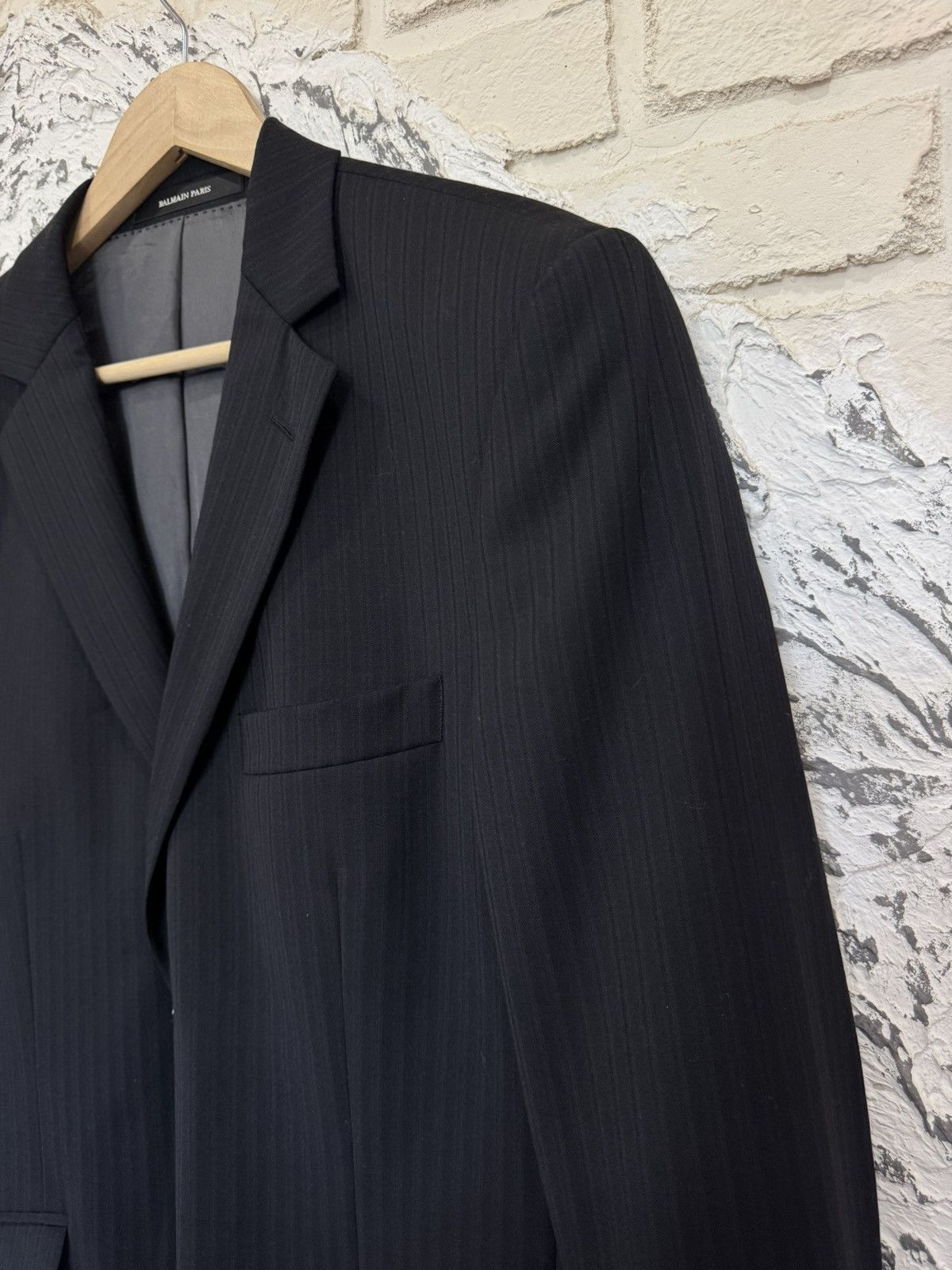 Balmain Balmain Paris Blazer Men's Suit Jacket Black Pin Stripe Size 40L - 4 Thumbnail