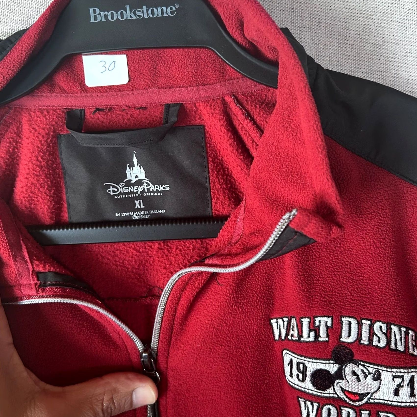 Disney Disney Parks Walt Disney World Mickey Mouse Red Fleece Jacket Mens XL Full Zip Bomber Jacket Size US XL / EU 56 / 4 - 2 Thumbnail