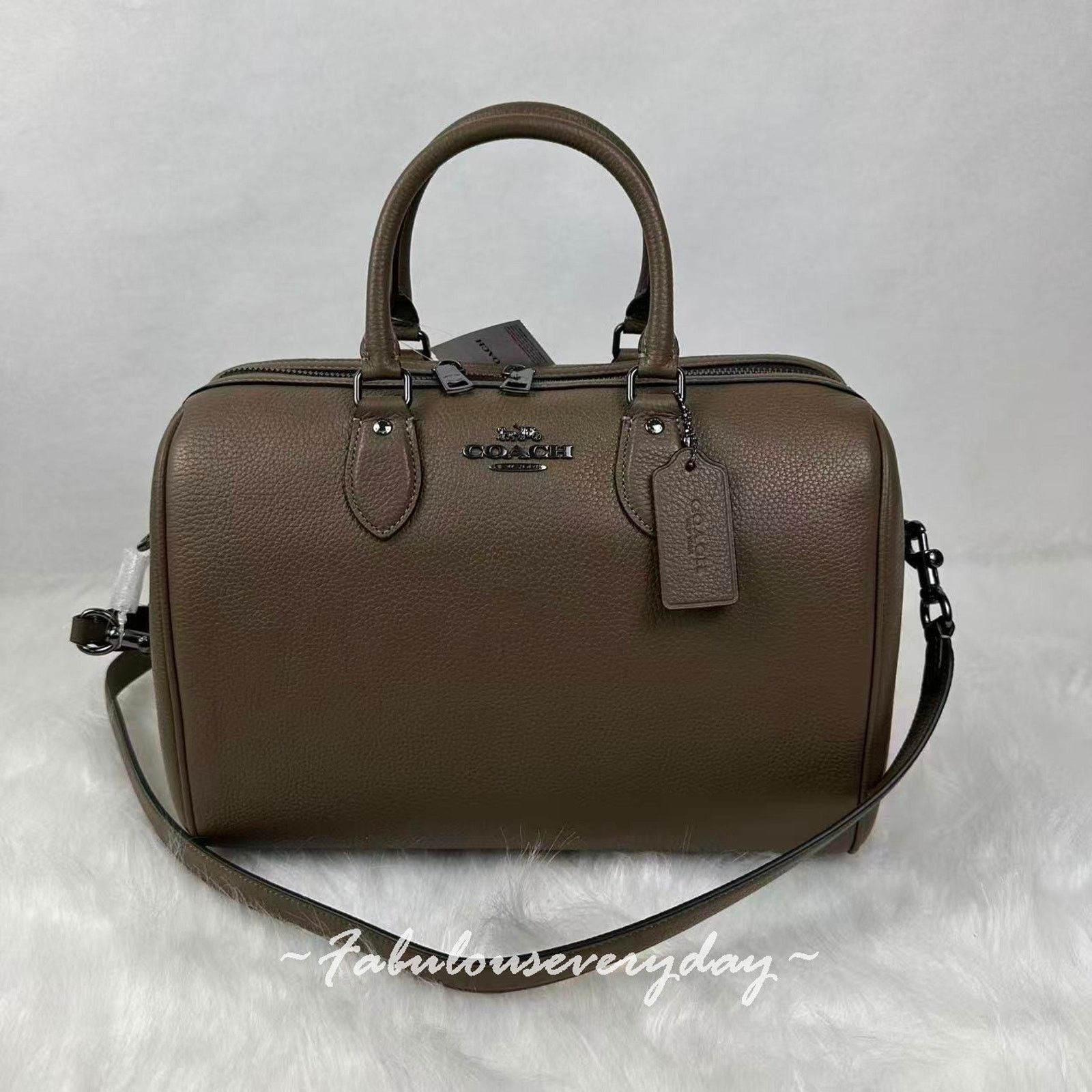 Coach Coach Rowan Large Satchel Crossbody Leather/QB/Dark Stone Size ONE SIZE - 1 Thumbnail
