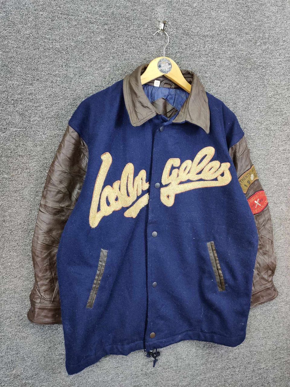 Vintage Authentic American Los Angeles Wool Varsity Leather Jacket Size US L / EU 52-54 / 3 - 5 Thumbnail