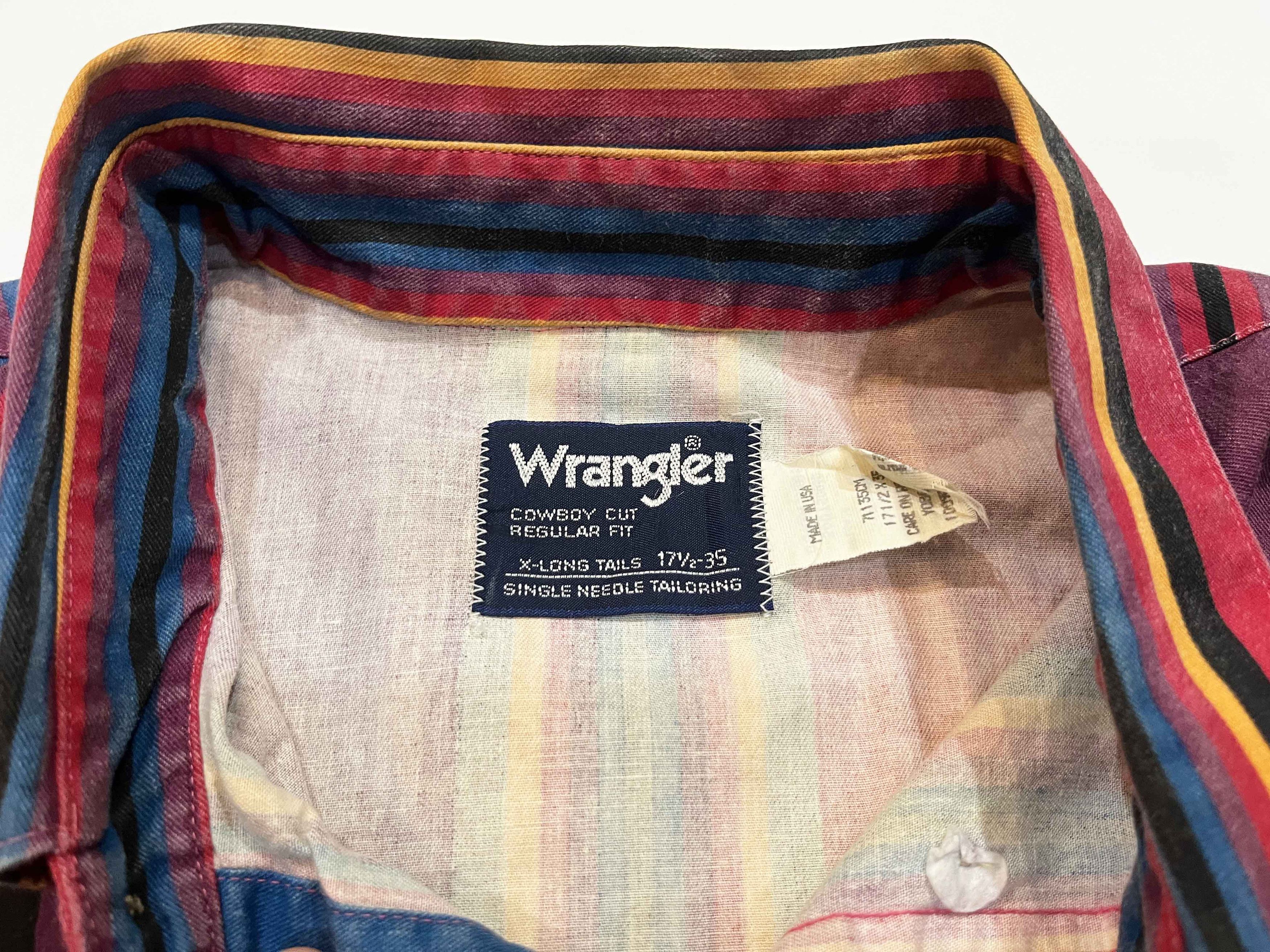 Vintage × Wrangler Vintage Wrangler Brushpopper Western Cowboy Striped Shirt Size US L / EU 52-54 / 3 - 4 Thumbnail