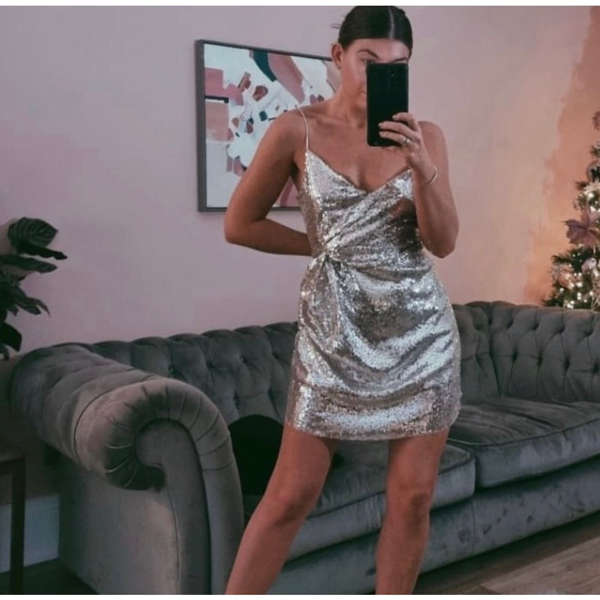 Zara ZARA BLOGGER FAVORITE KNOTTED SEQUIN DRESS Size XS / US 0-2 / IT 36-38 - 7 Thumbnail