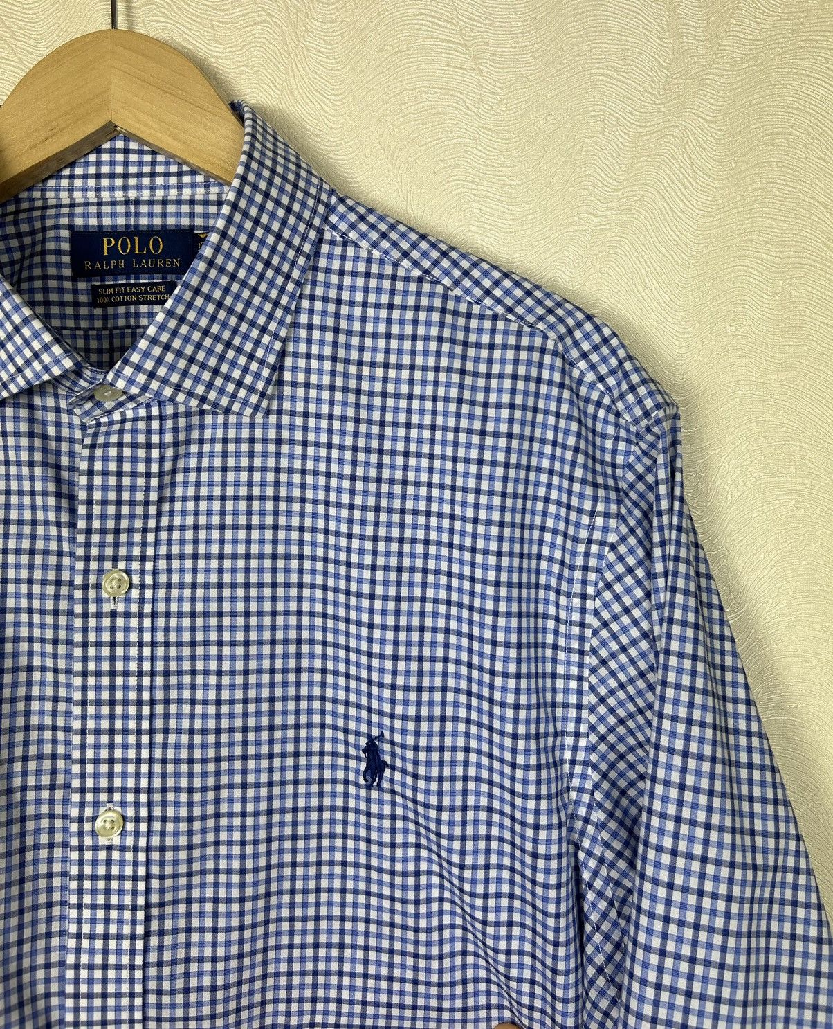 Polo Ralph Lauren Polo Ralph Lauren Blue Check Slim Fit Stretch Shirt Sz XL Size US XL / EU 56 / 4 - 3 Thumbnail