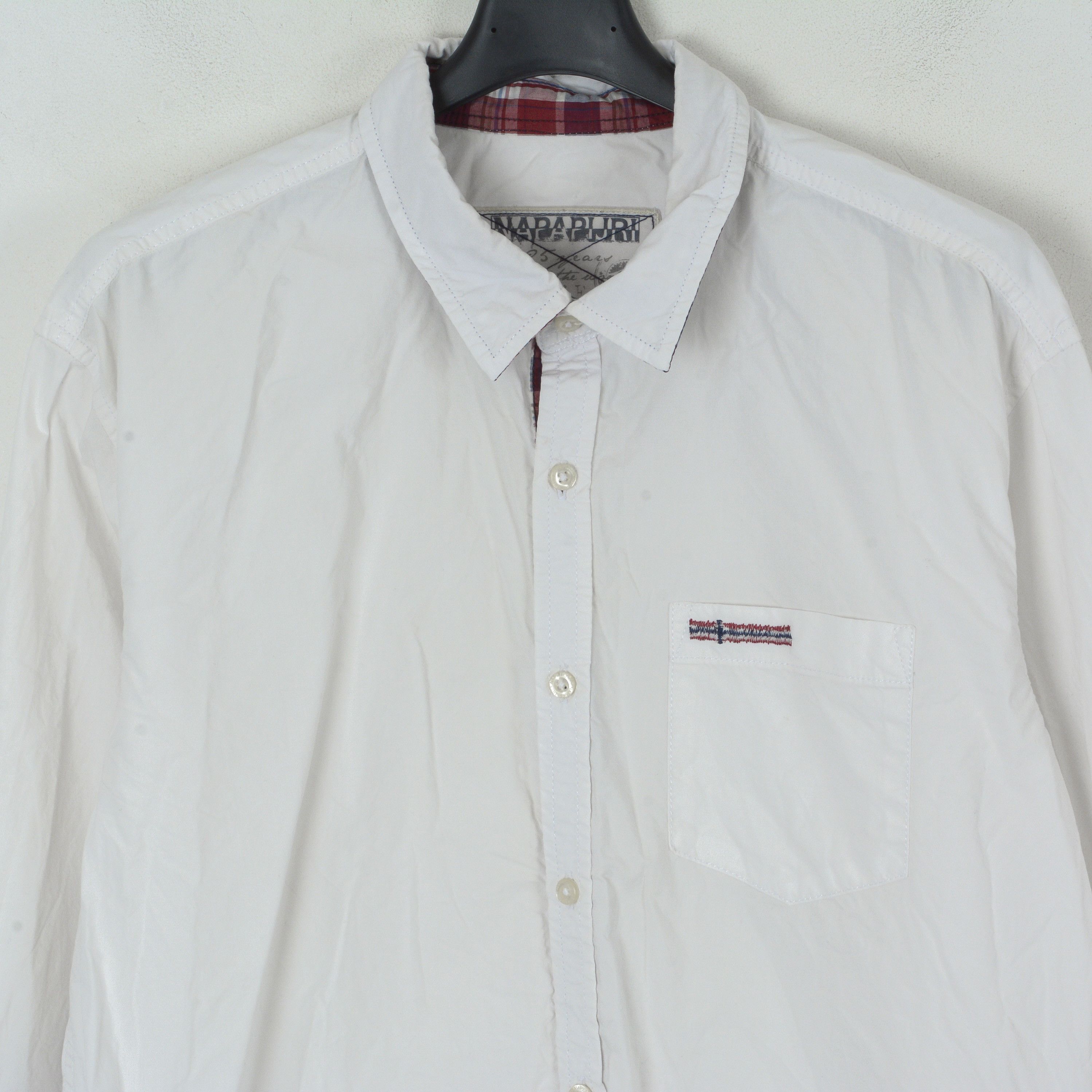 Napapijri Men's XL Shirt Button Up Check Elbow Patches Cotton Collared Size US XL / EU 56 / 4 - 2 Thumbnail