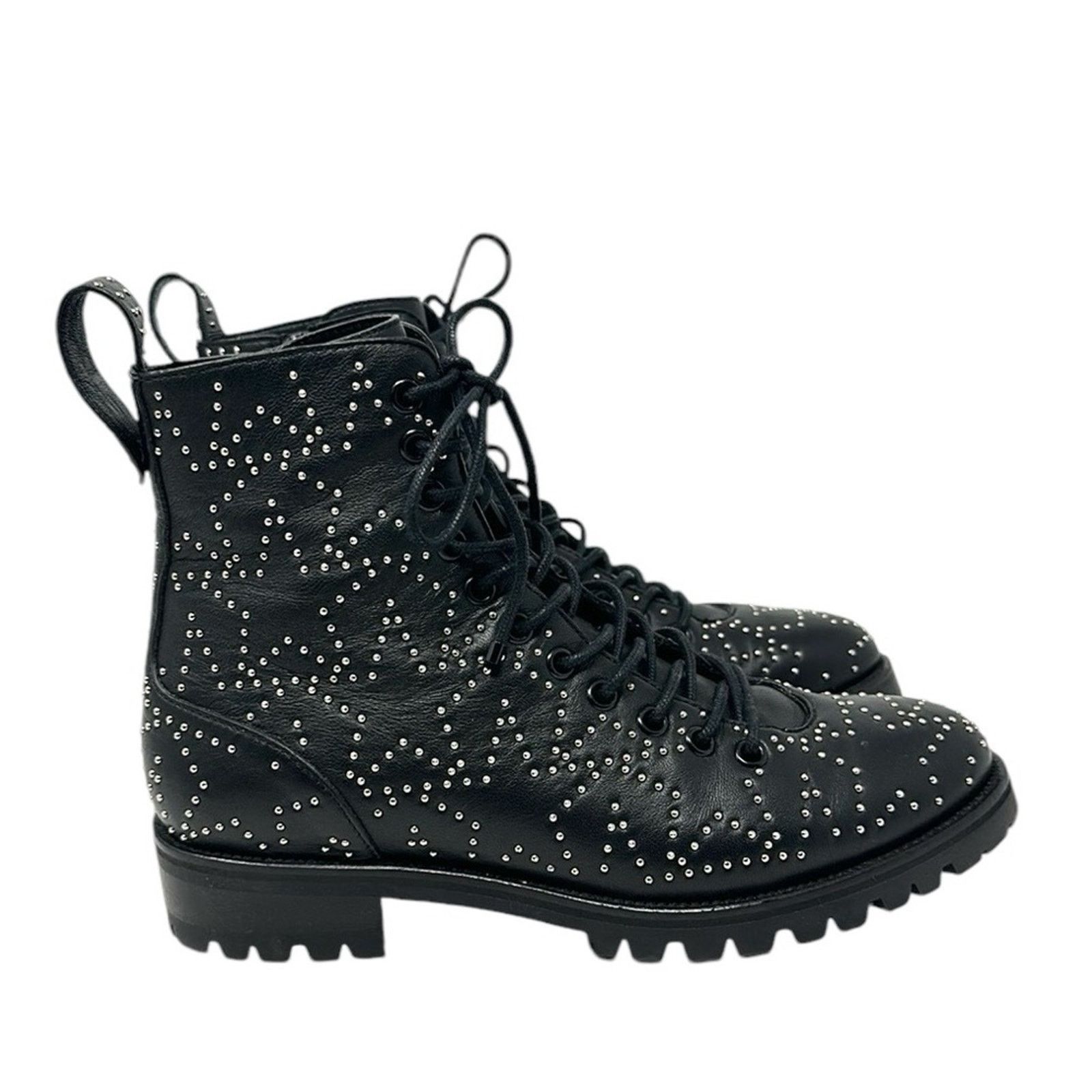 Jimmy Choo Jimmy Choo Cruz Leather Star Studded Combat Boots Black 37.5 Size US 7.5 / IT 37.5 - 2 Thumbnail