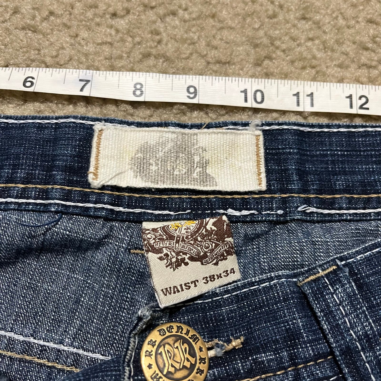 Other Y2K Rich Kids Baggy Skater Embroidered Dark Blue Jeans 36x32 Size US 36 / EU 52 - 4 Thumbnail