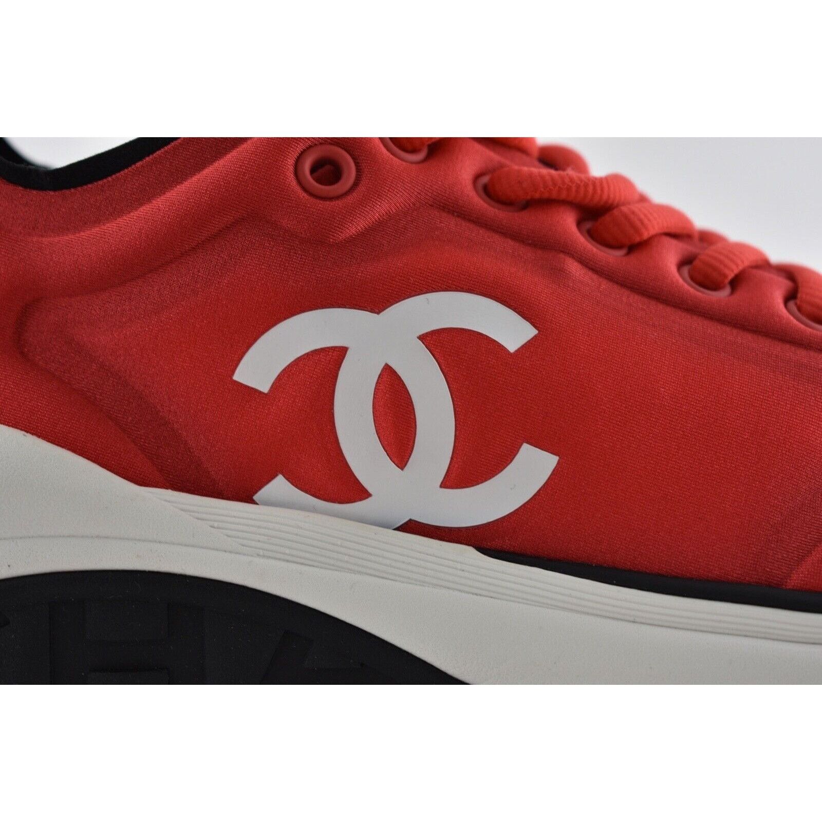 Chanel 19P Lycra CC Logo Lace Up Low Top Trainer Sneaker 36.5 Size US 6.5 / IT 36.5 - 2 Thumbnail