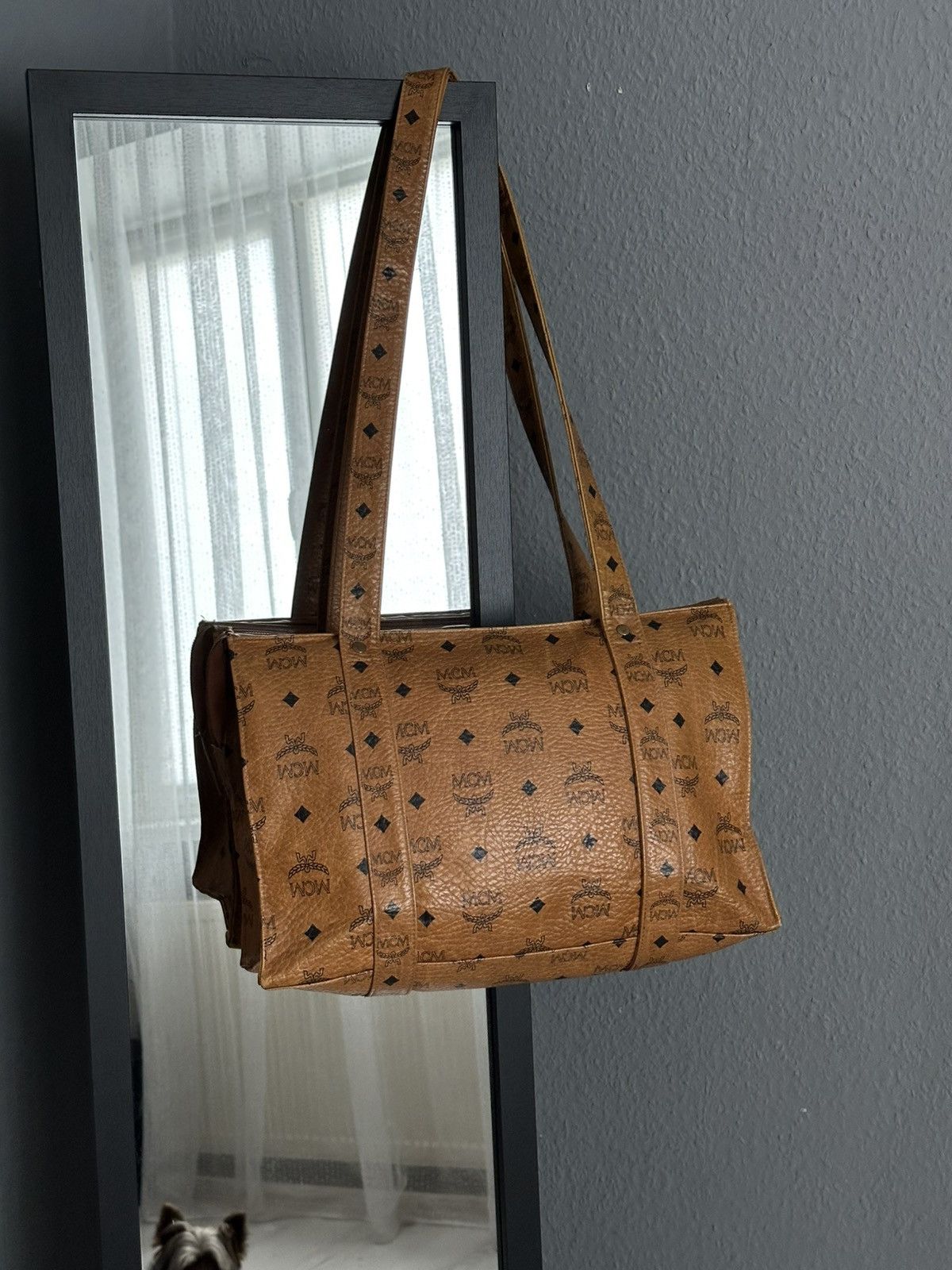 Vintage MCM 80's Cognac Monogram Shoulder Bag in Brown, Women's