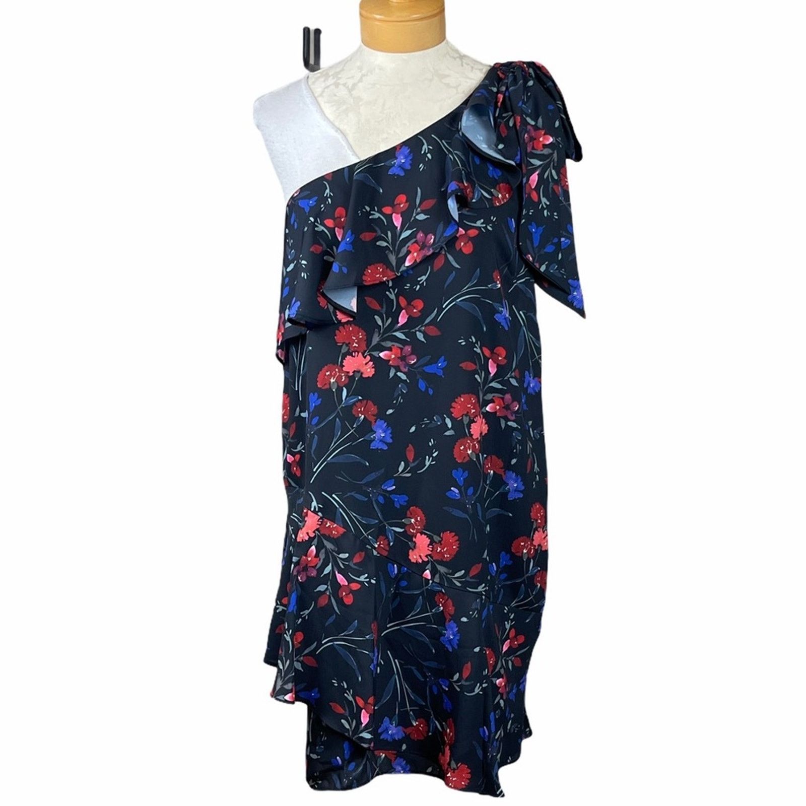 Parker Parker One Shoulder Ruffled Floral Dress Black M Size M / US 6-8 / IT 42-44 - 2 Thumbnail