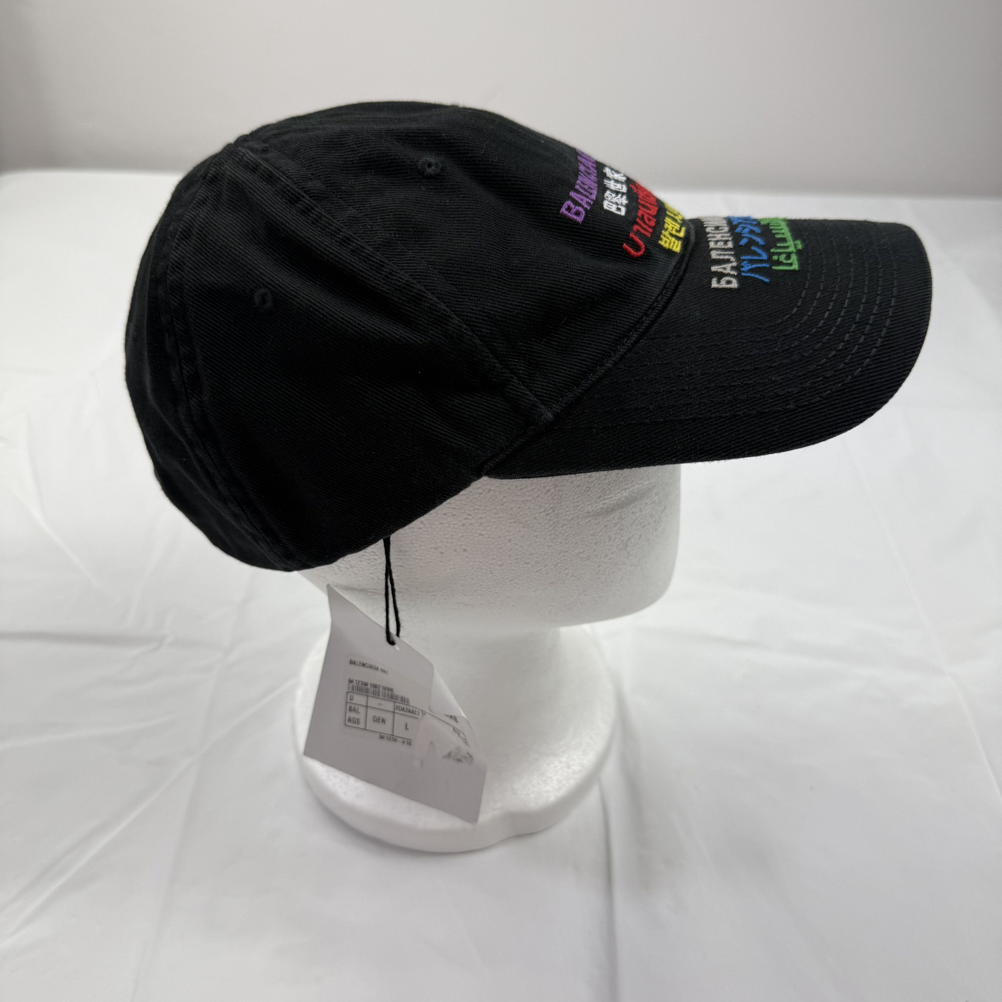 Balenciaga Balenciaga Languages Embroidered Black Cotton Baseball Cap Size ONE SIZE - 2 Thumbnail