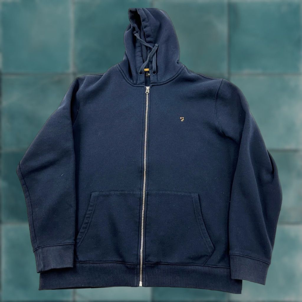 Farah Farah Hoodie Sweatshirt Mens 2XL Full Zip Blue Hooded Size US XXL / EU 58 / 5 - 1 Thumbnail