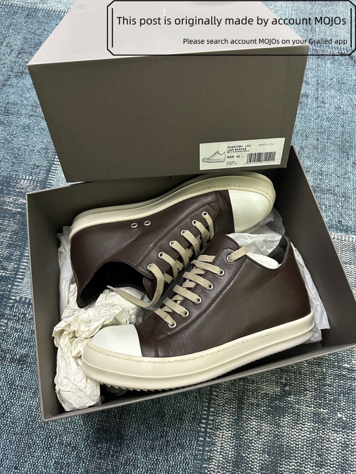 Rick Owens Sz 42 Rick Owens Dark Brown Temple Low-Top mojos2359514 Size US 9 / EU 42 - 5 Thumbnail