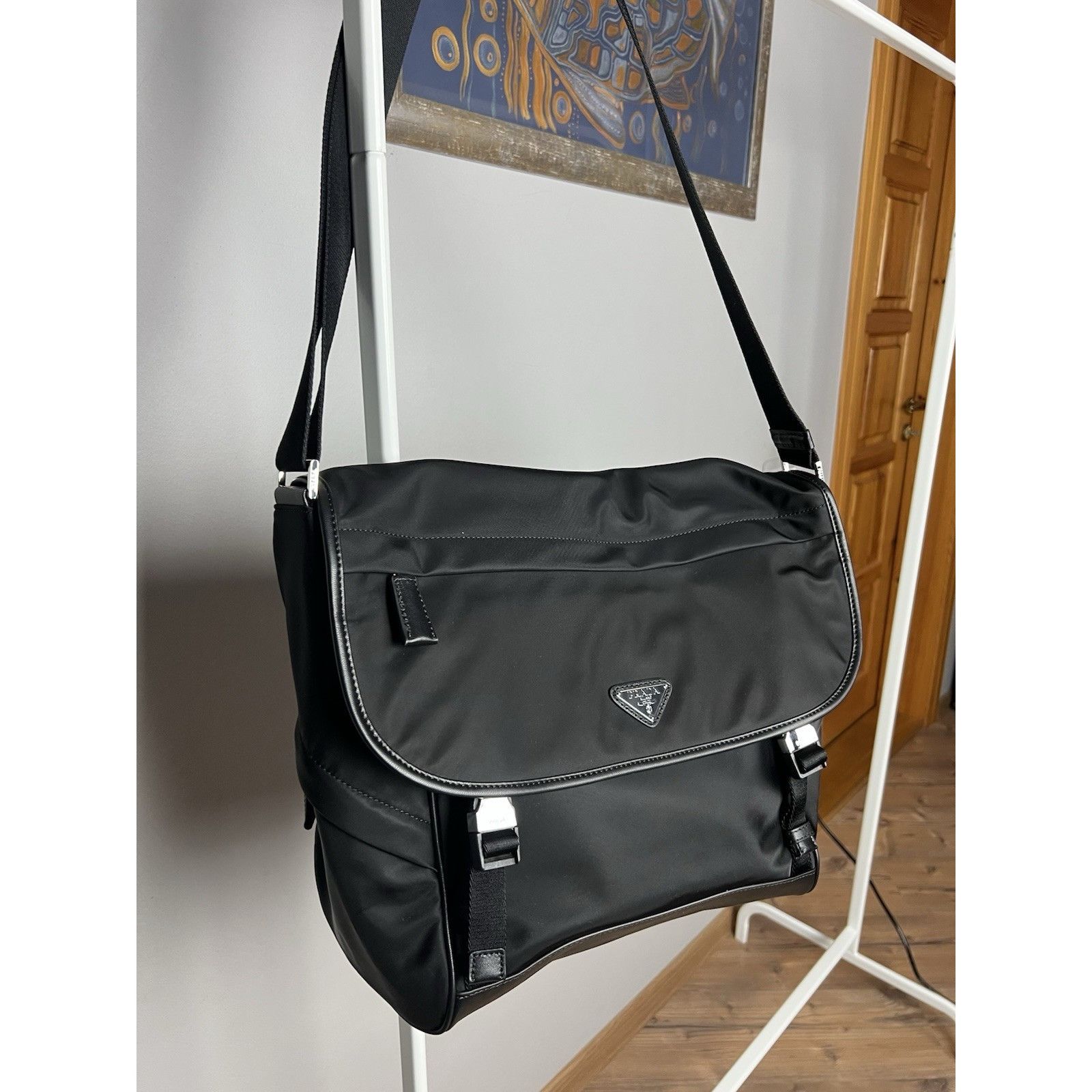 Prada MINT! Prada Triangle Logo Re-Nylon Saffiano Crossbody Bag Bl Size ONE SIZE - 4 Thumbnail