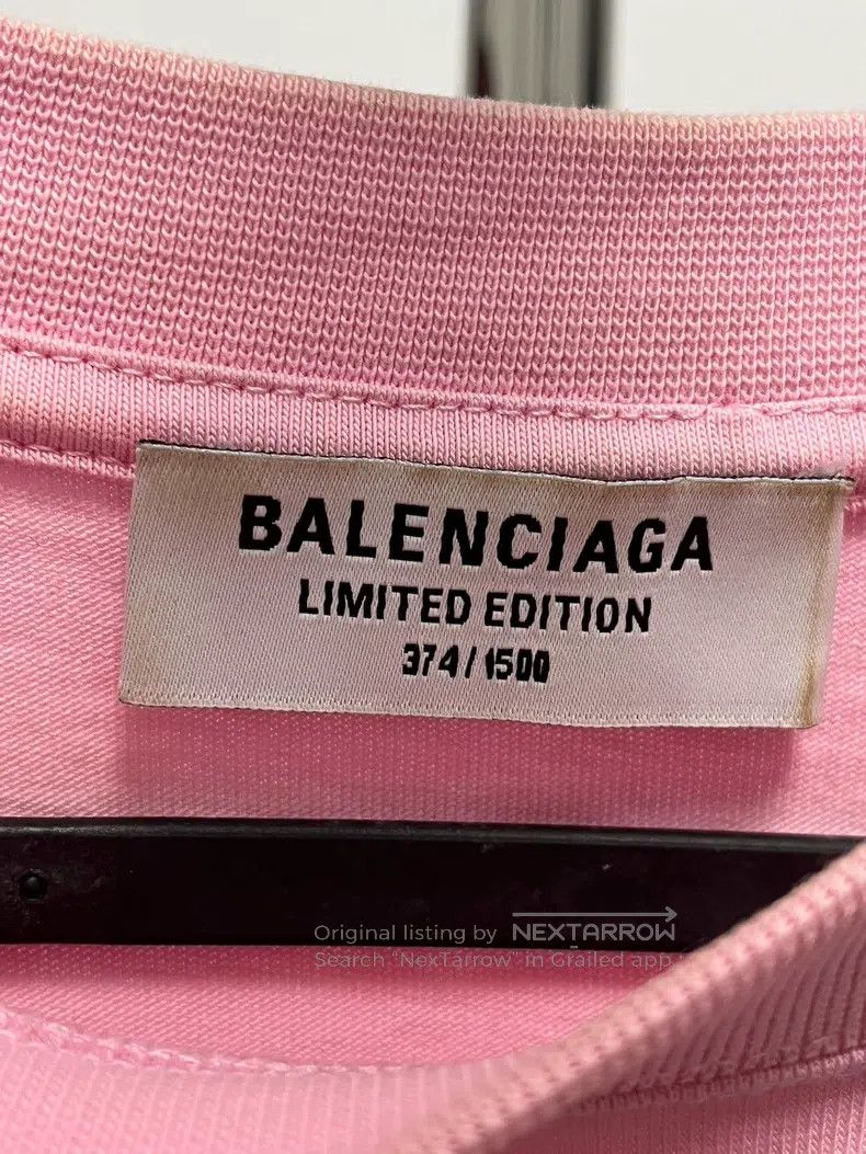 Balenciaga Balenciaga Pink 'Parsi' Slogan Logo Short-Sleeve T-Shirt Size US L / EU 52-54 / 3 - 4 Thumbnail