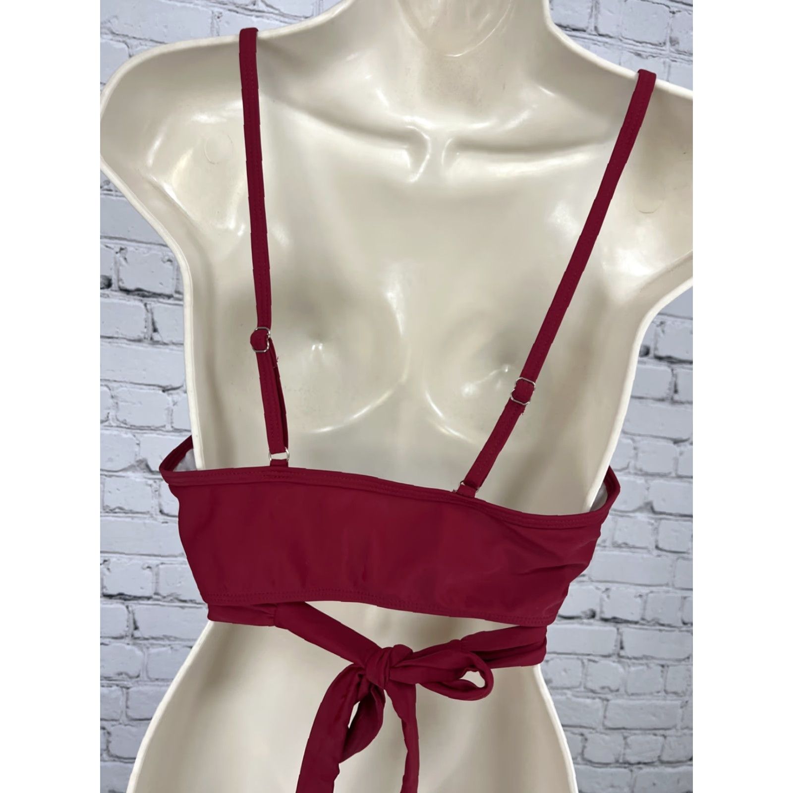 Vintage NWT Summer Mae Red Wrap Tie Bralette Bikini Tankini Padded Swimsuit Top L Striped Beach Womens Size L / US 10 / IT 46 - 3 Thumbnail