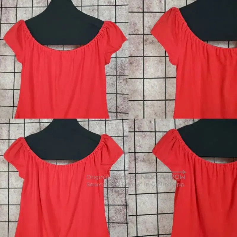 Burberry Burberry Red Off-Shoulder Short Sleeve Top. Size M / US 6-8 / IT 42-44 - 4 Thumbnail