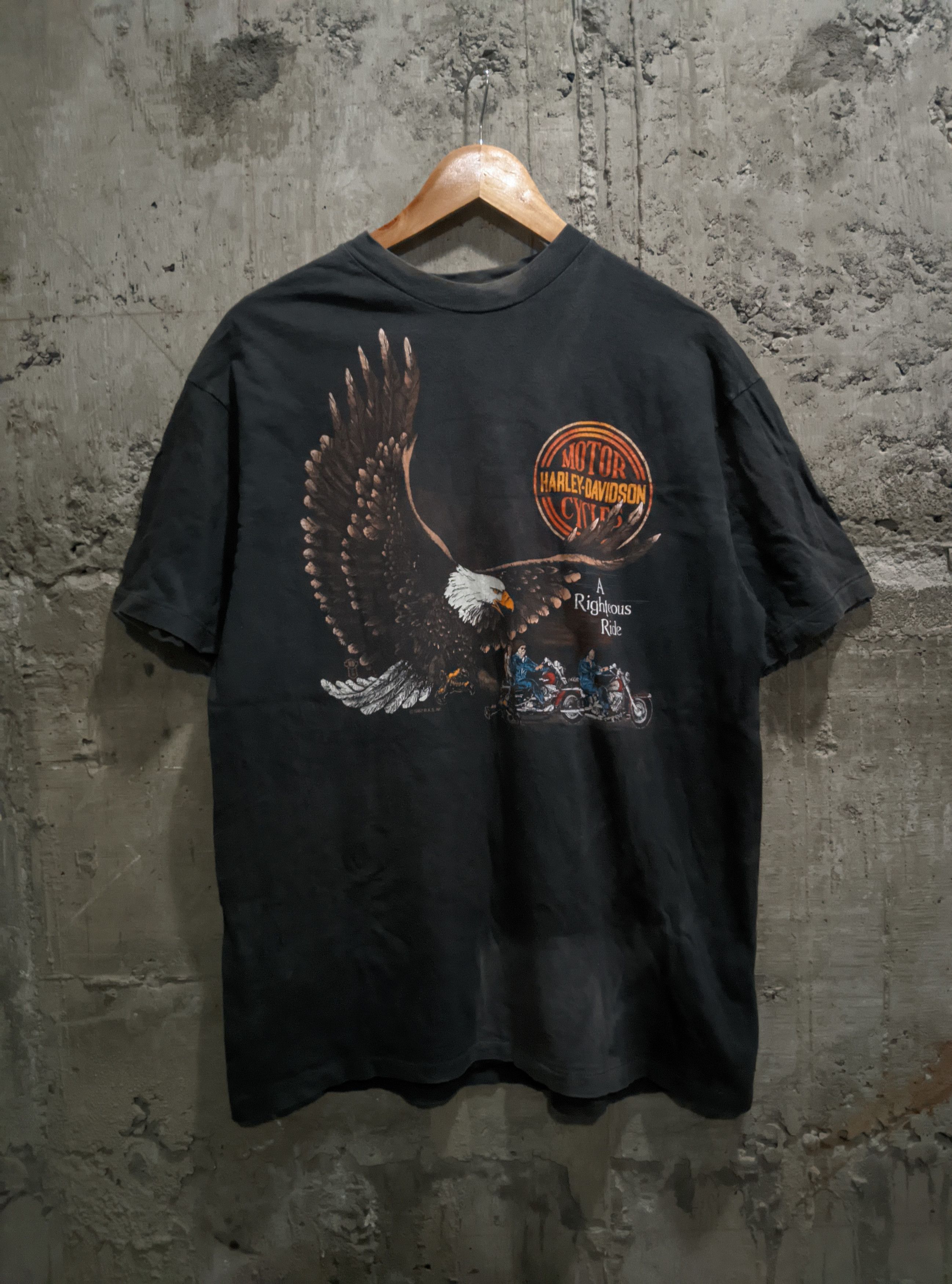 Harley Davidson Vintage 80s faded Harley Davidson righteous Ride 3d emblem Size US XL / EU 56 / 4 - 1 Thumbnail