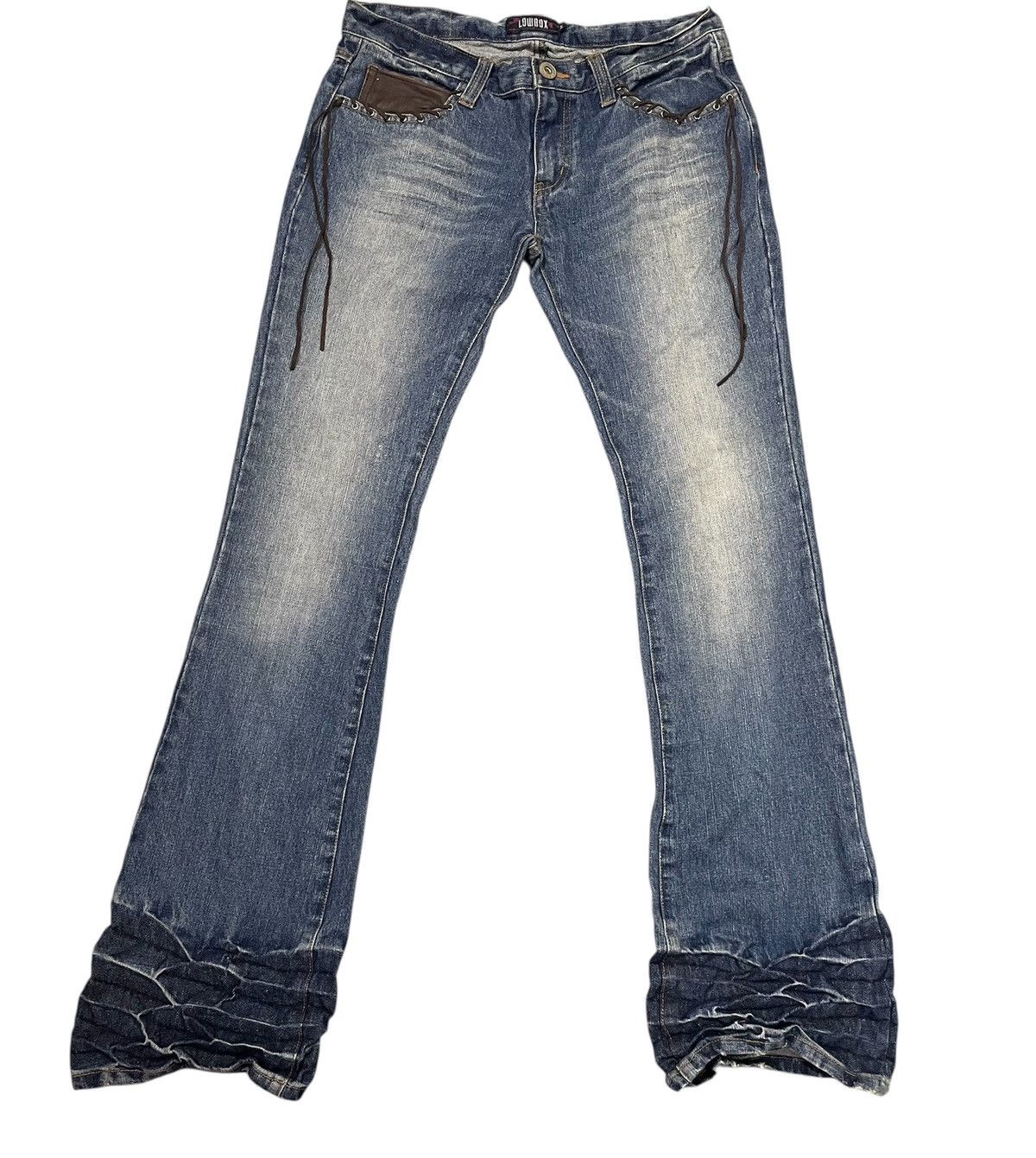 Japanese Brand × LOWBOX LOWBOX SNAKE POCKET Blue faded wash style loose jeans Size US 31 - 1 Thumbnail