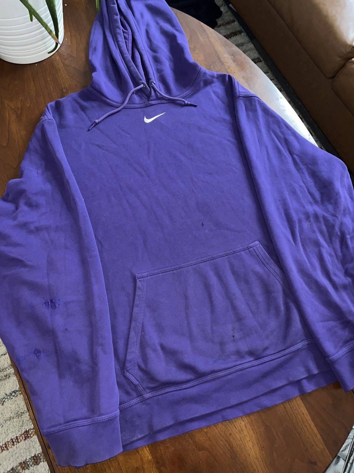 Nike × Vintage Nike Vintage Center Swoosh Hoodie (purple) size XL Size US XL / EU 56 / 4 - 2 Thumbnail