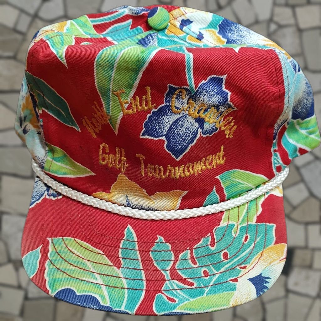 Roper VINTAGE San Sun North End Crawlers Golf Tournament Floral Red Snapback Hat Mens One Size Adjustable Breathable Lightweight 80s Hawaiian Size ONE SIZE - 1 Thumbnail