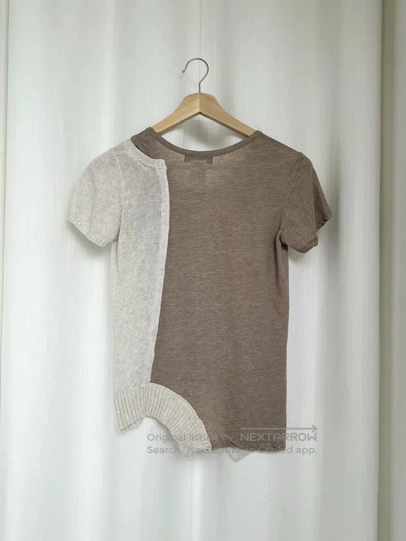 Yohji Yamamoto Y's by Yohji Yamamoto Spliced Short Sleeve Top Size US M / EU 48-50 / 2 - 3 Thumbnail