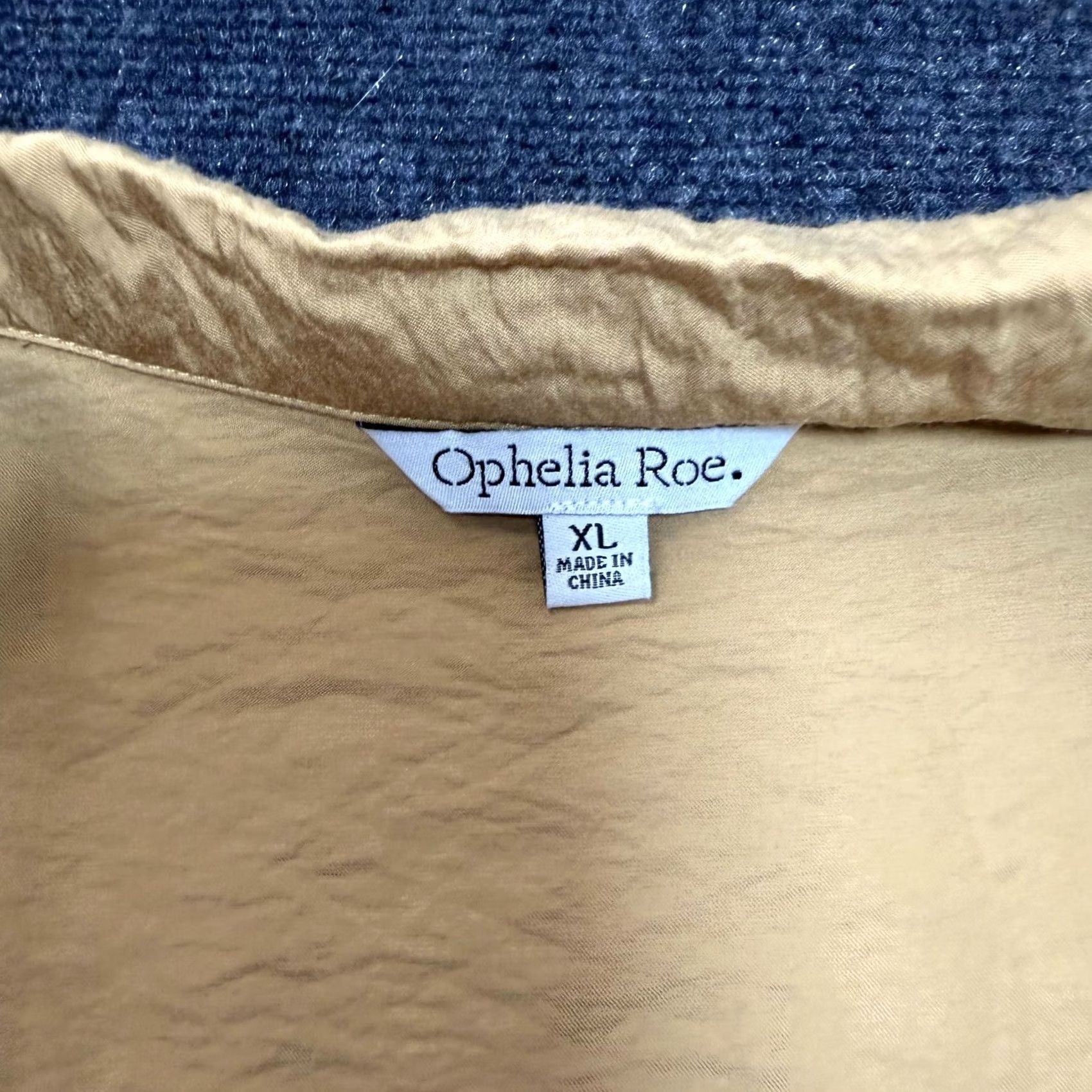 Vintage Ophelia Roe Blouse Womens XL Beige Collared Short Sleeve Rayon Top Casual Size XL / US 12-14 / IT 48-50 - 5 Thumbnail