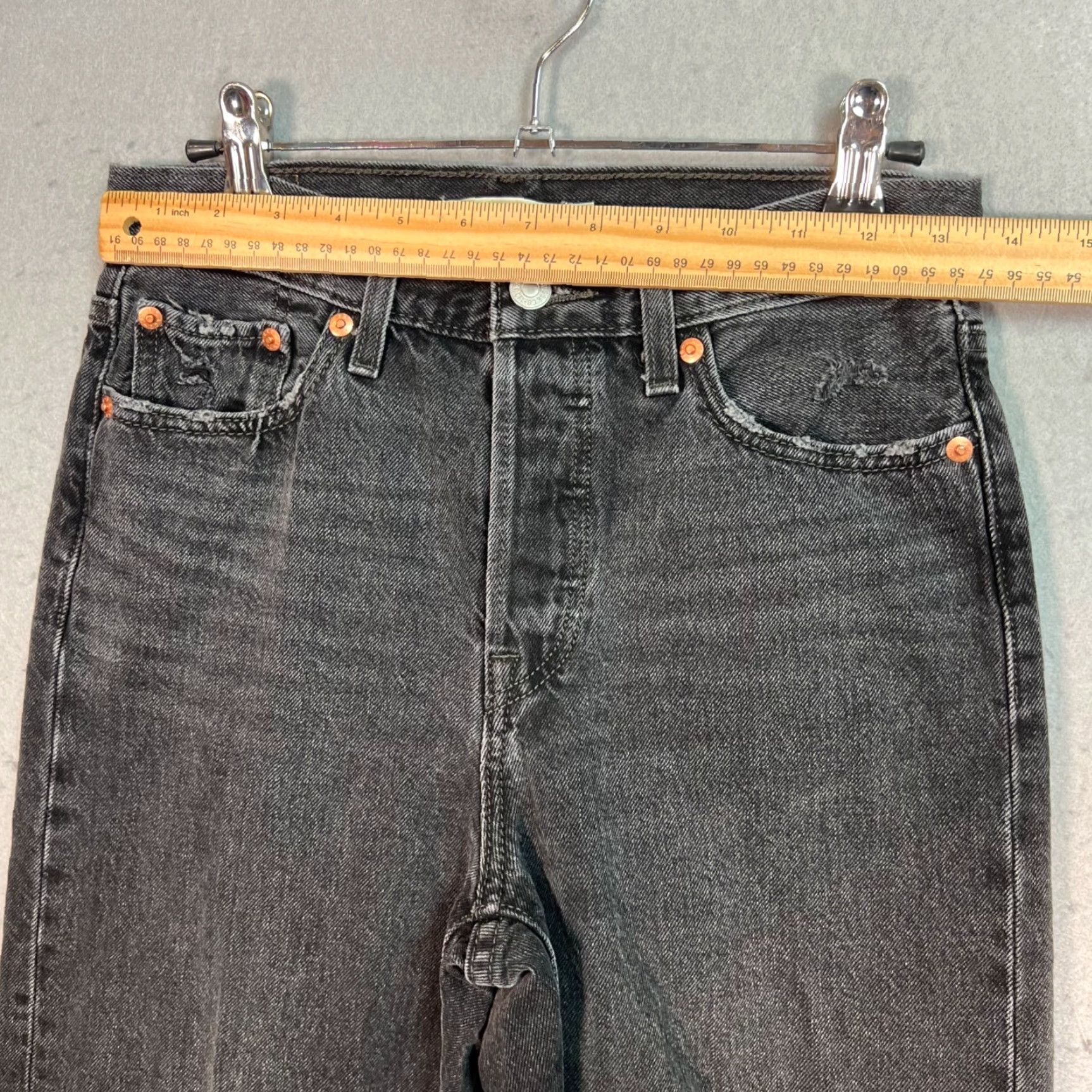 Levi's Levi's Womens Wedgie Straight Jeans Black Distressed 26 Classic Denim High Rise Adult Womens Next Day Ships Size 26" / US 2 / IT 38 - 6 Thumbnail