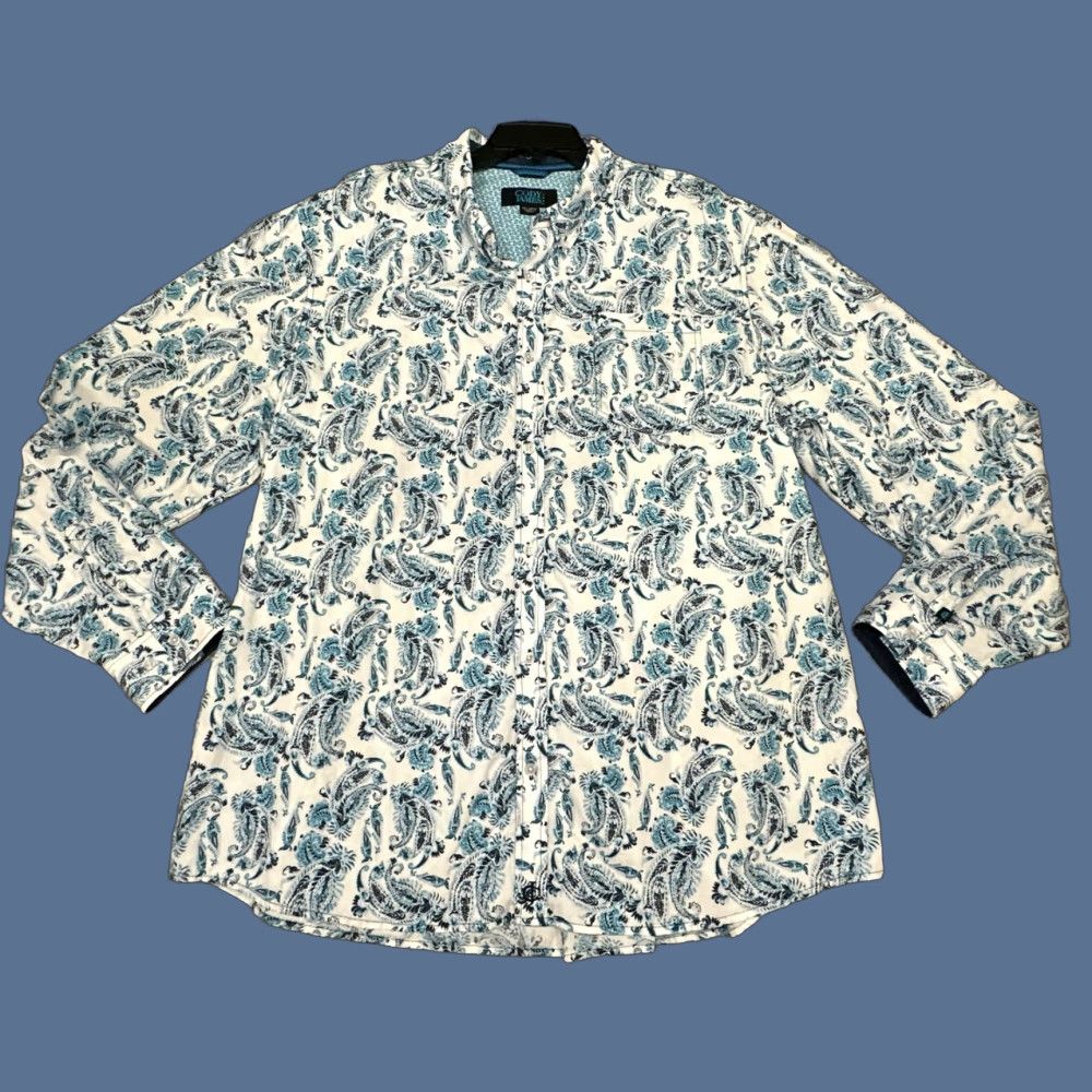 Cody James Cody James Core Button Up Shirt 2XL Paisley Western Regular Fit 100% Cotton Blue Button-Down Collar Mens Shirt Size US XXL / EU 58 / 5 - 1 Thumbnail
