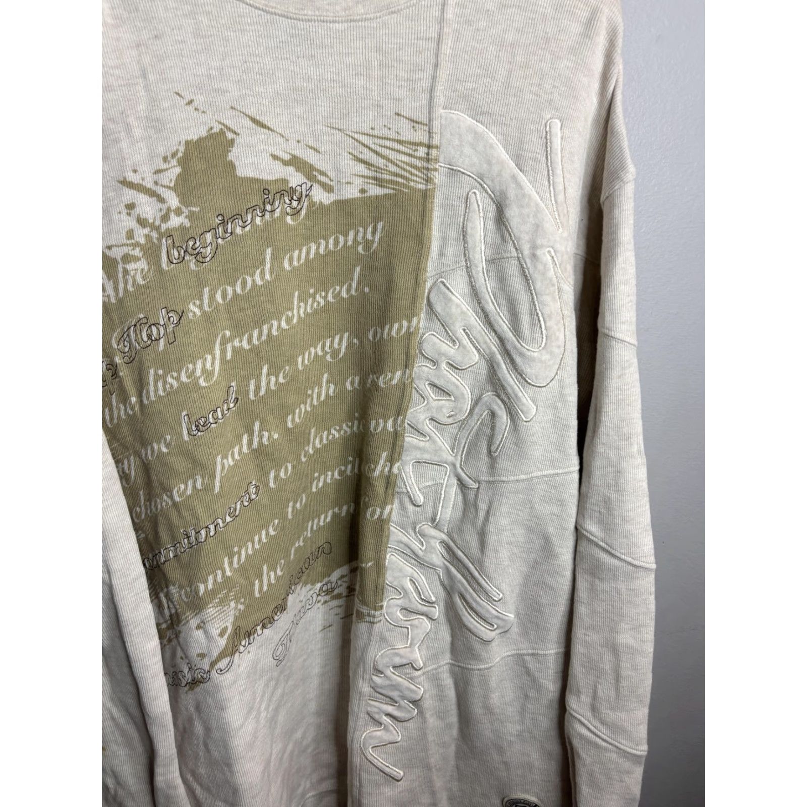 Phat Farm Phat Farm Shirt Mens L Cream Waffle Knit Thermal Long Sleeve Embroidered Crew Neck Graphic Print Modern Streetwear Hip Hop Mens Size US L / EU 52-54 / 3 - 2 Thumbnail