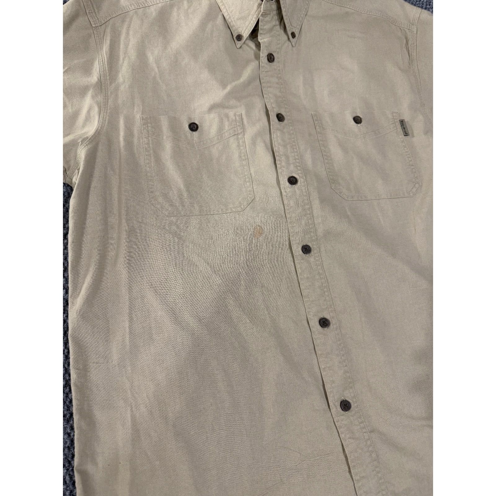 Vintage Woolrich Button-Up Shirt Mens XL Tan Beige Short Sleeve Outdoor Workwear Vintage Size US XL / EU 56 / 4 - 3 Thumbnail